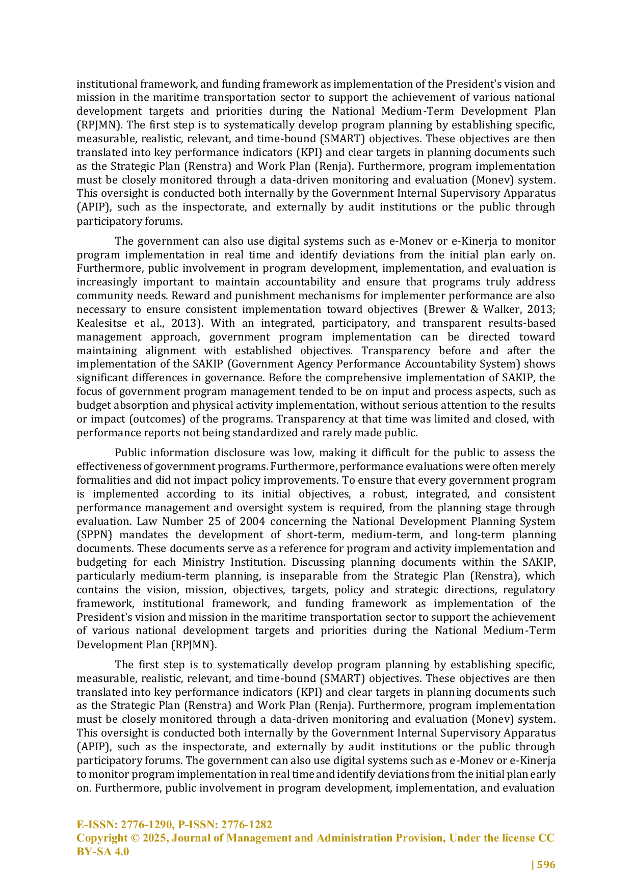 JURIS Implementation of the Government Performance Accountability System SAKIP at Makassar Port Authority