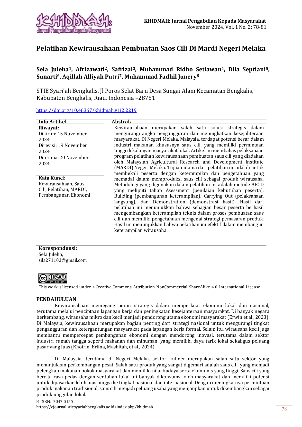 JURIS Pelatihan Kewirausahaan Pembuatan Saos Cili Di MARDI Negeri Melaka