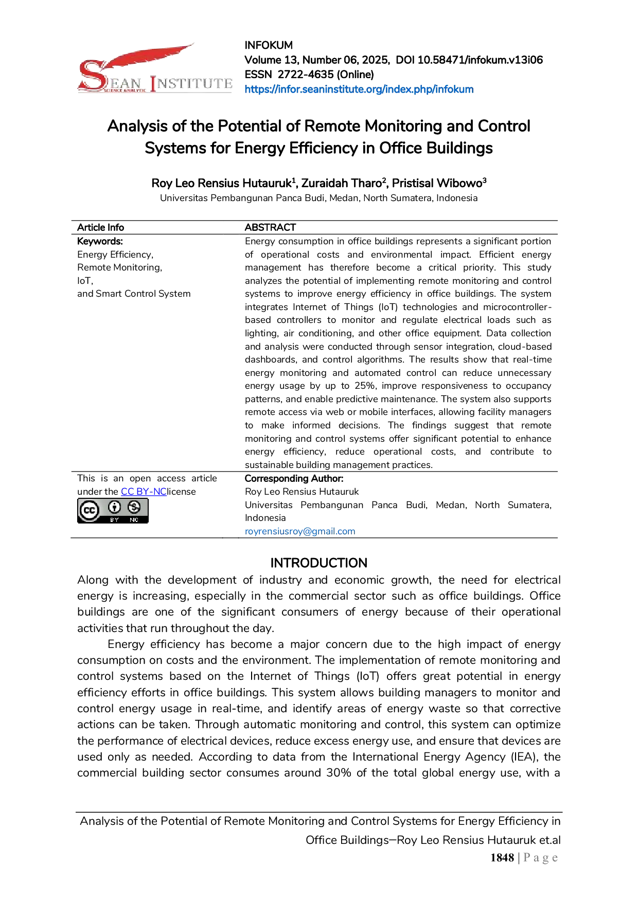 JURIS Analysis of the Potential of Remote Monitoring and Control Systems for Energy Efficiency in Office Buildings