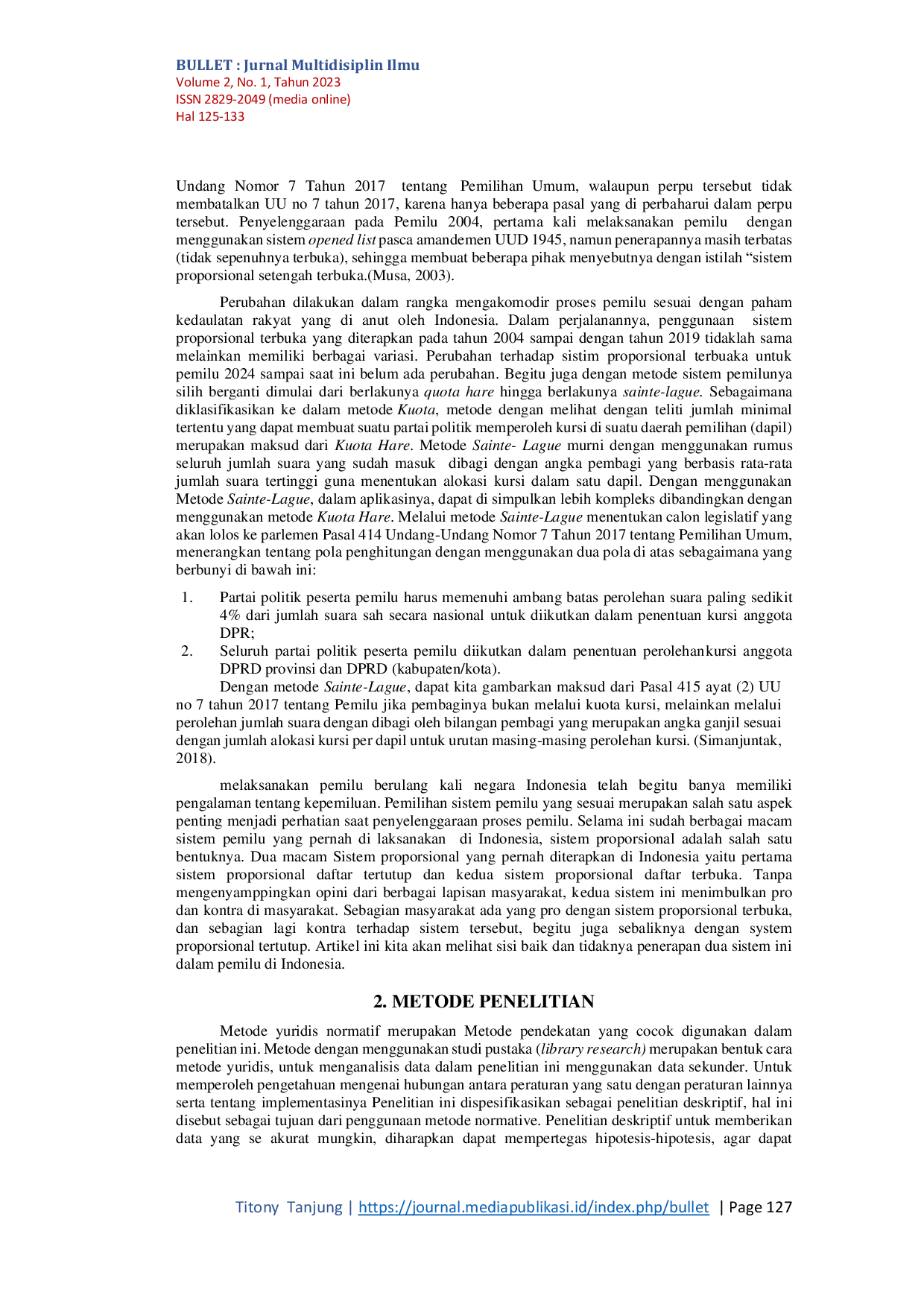 JURIS Getting to Know the Open Proportional System in Indonesia Towards the 2024 General Election