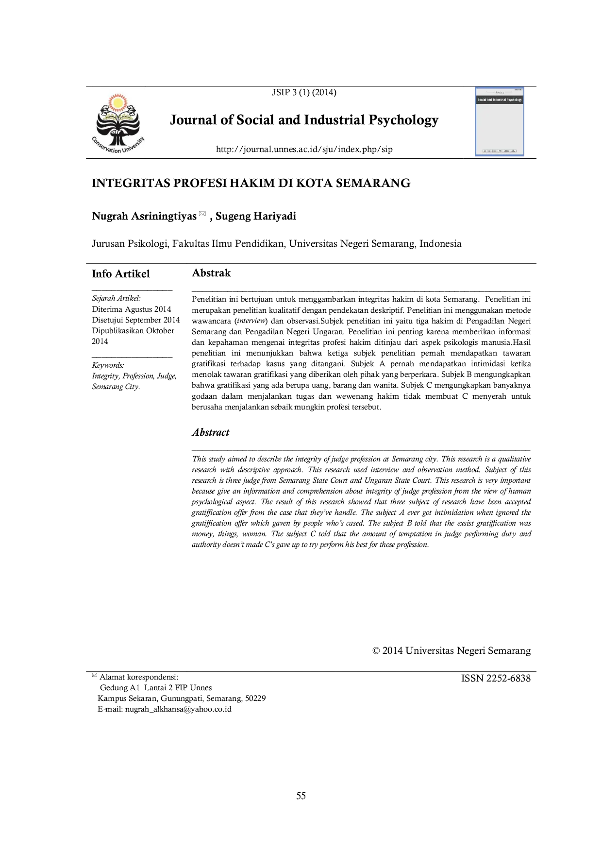 JURIS Integritas Profesi Hakim di Kota Semarang