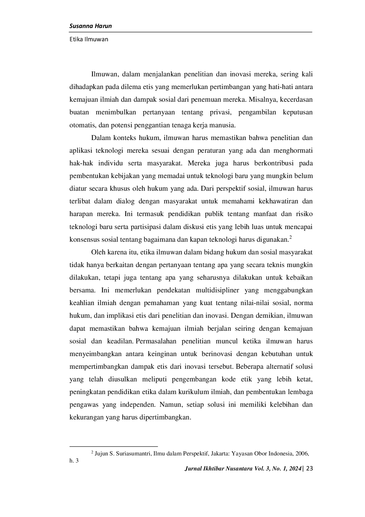 JURIS ETIKA ILMUWAN DALAM KERANGKA FILSAFAT ILMU Analisis dan Implikasi