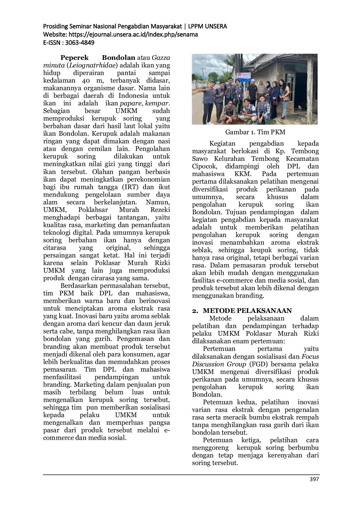 JURIS Pelatihan Diversifikasi Dalam Pengolahan Kerupuk Soring Ikan Bondolan Inovasi Rasa Re Branding Dan Digitalisasi Di Kelurahan Tembong Kota Serang