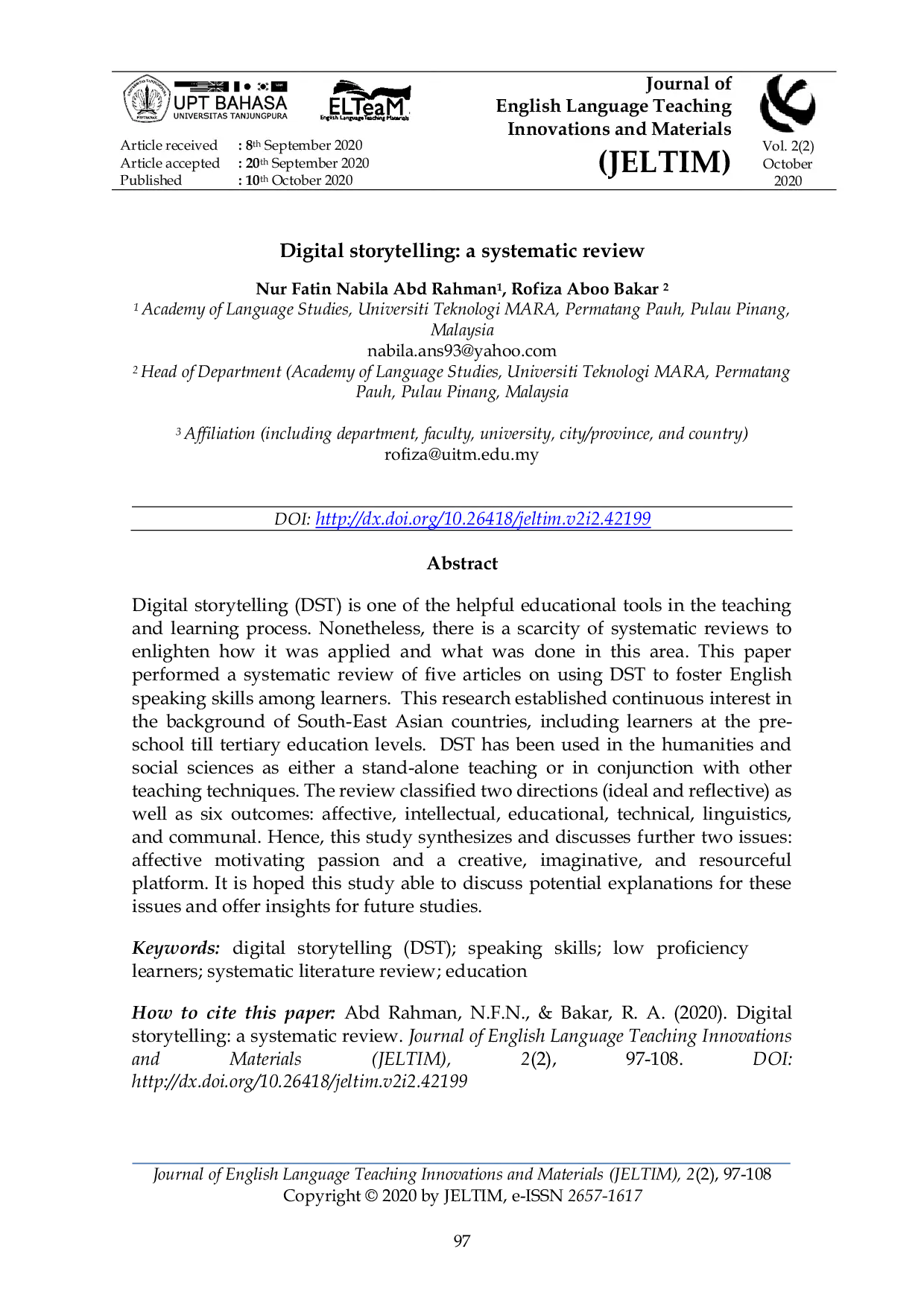JURIS Digital Storytelling A Systematic Review