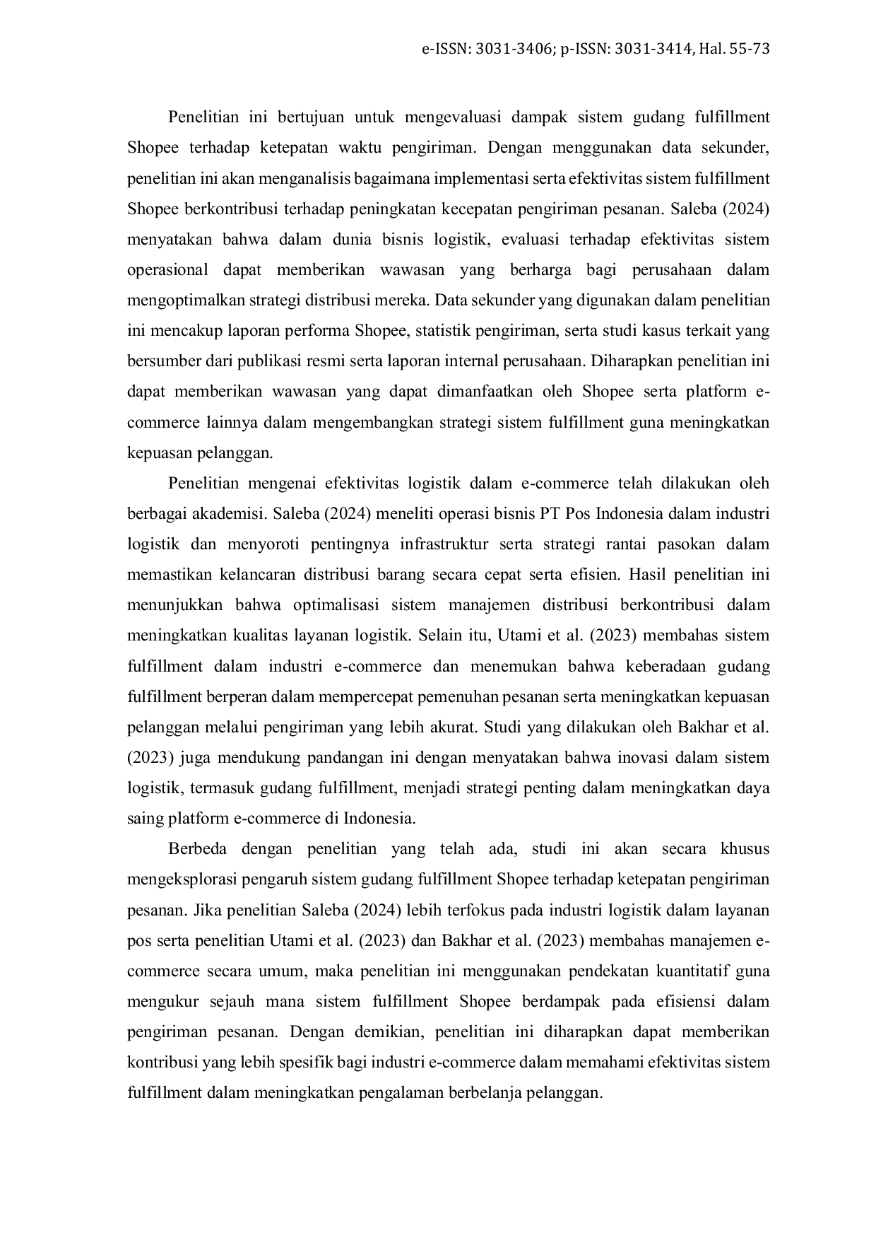 JURIS Efektivitas Sistem Gudang Fulfillment Shopee terhadap Ketepatan Waktu Pengiriman