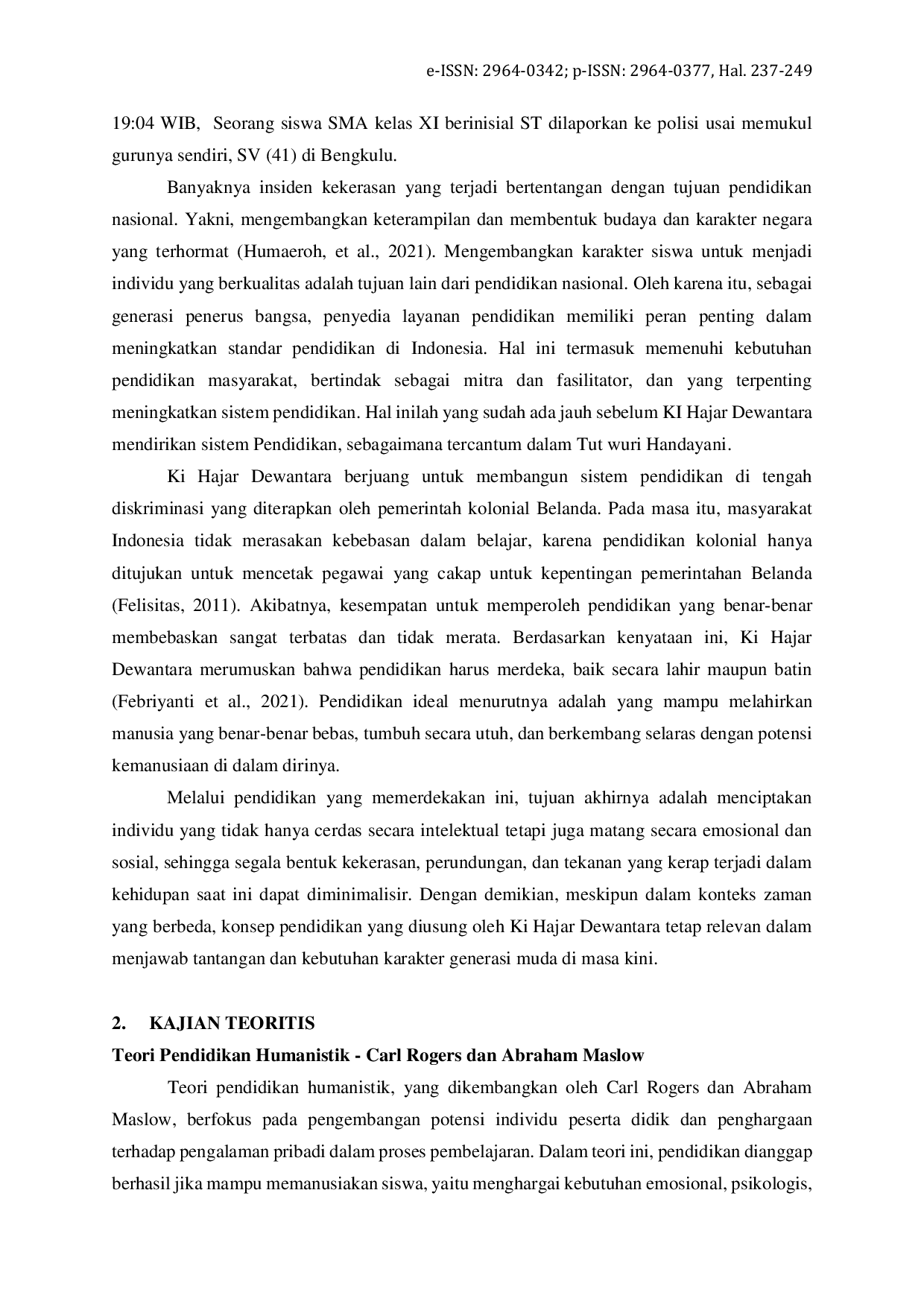 JURIS Relevansi Pemikiran Pendidikan Ki Hajar Dewantara dalam Konteks Sistem Pendidikan Nasional di Indonesia