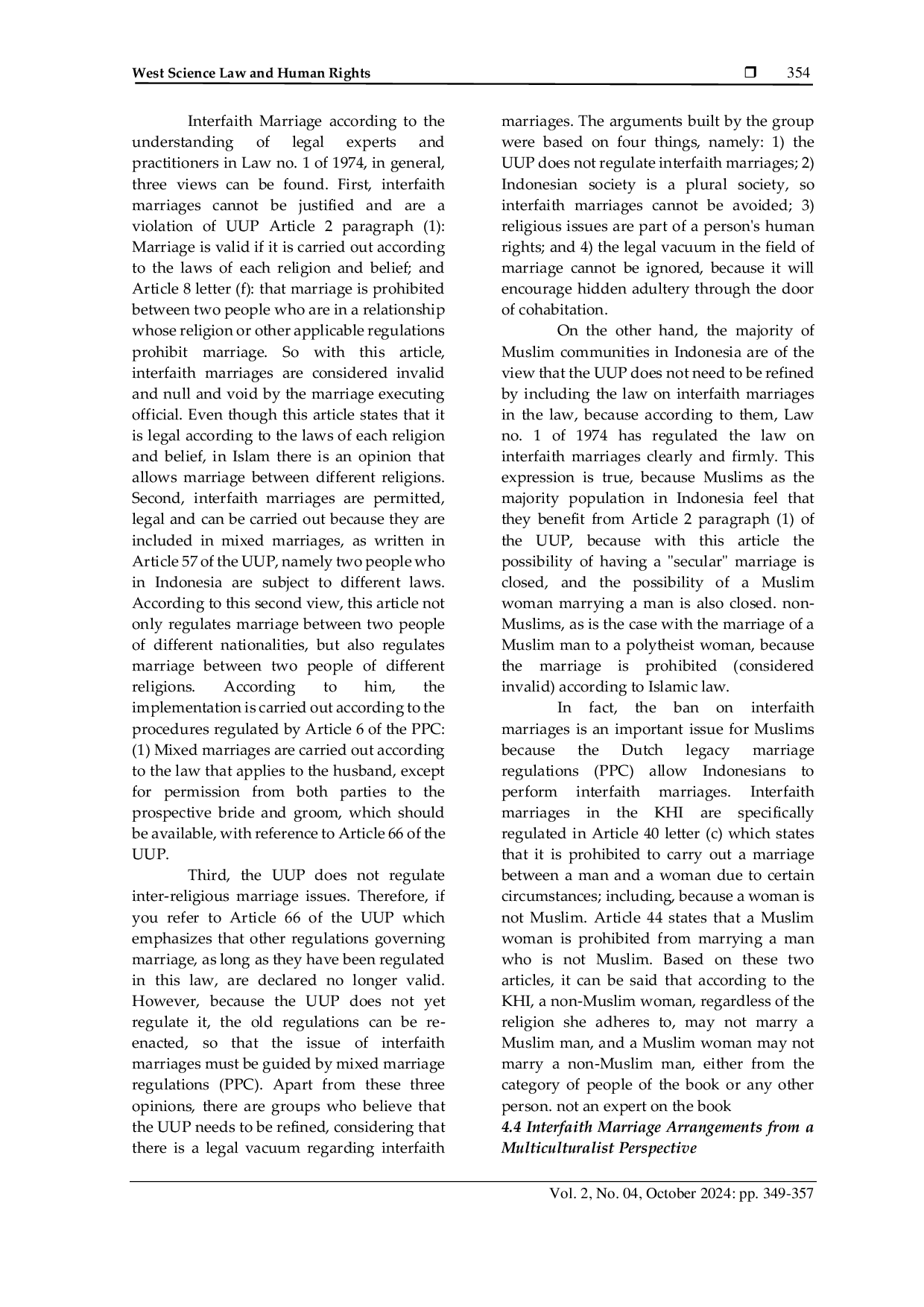 JURIS Analysis of Interfaith Marriage Arrangements in Islamic Family Law Multiculturalism and Social Harmony Perspectives