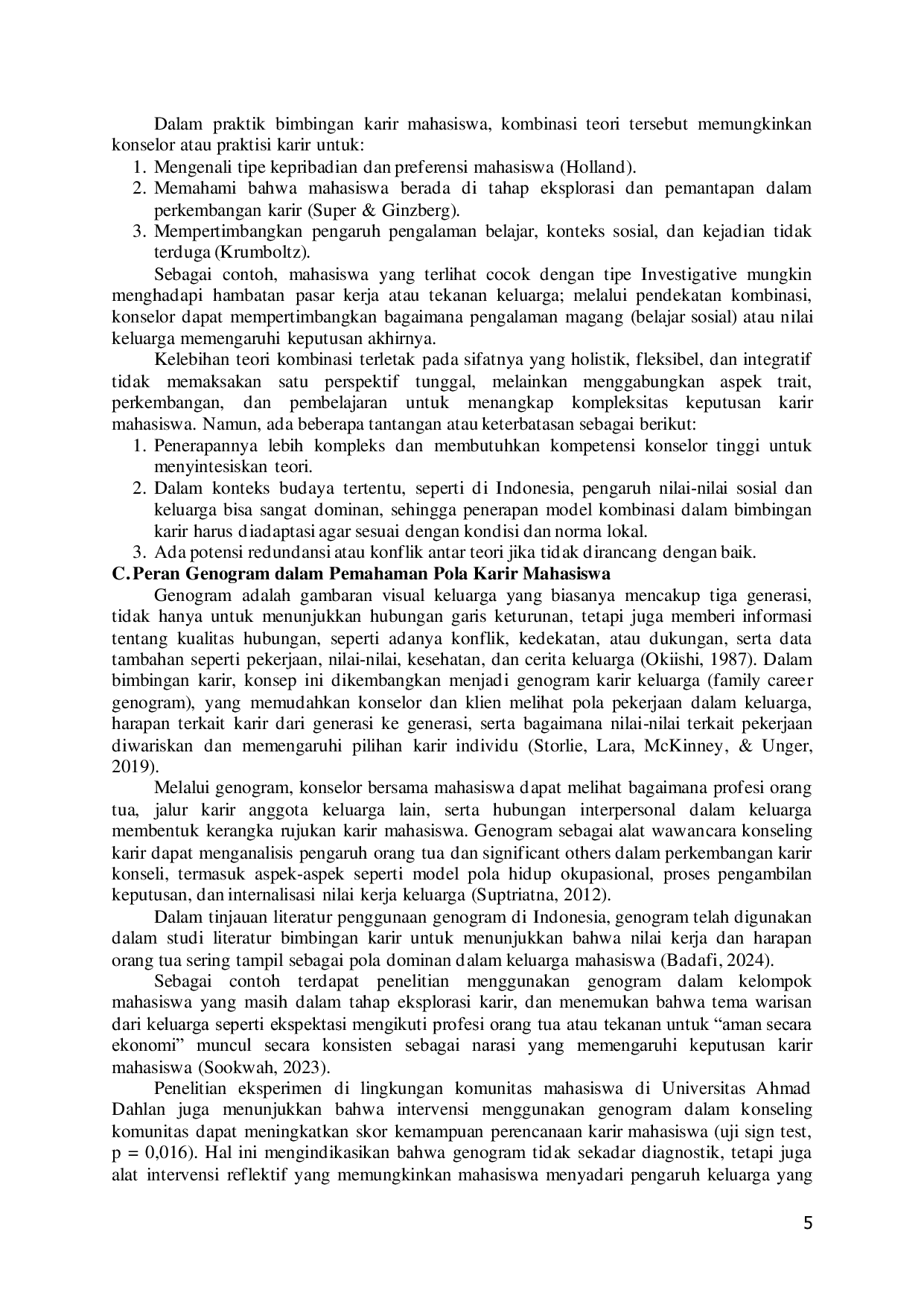 JURIS Analisis Literatur Tentang Pola Karir Mahasiswa Melalui Combination Theory Dan Genogram A Literature Review