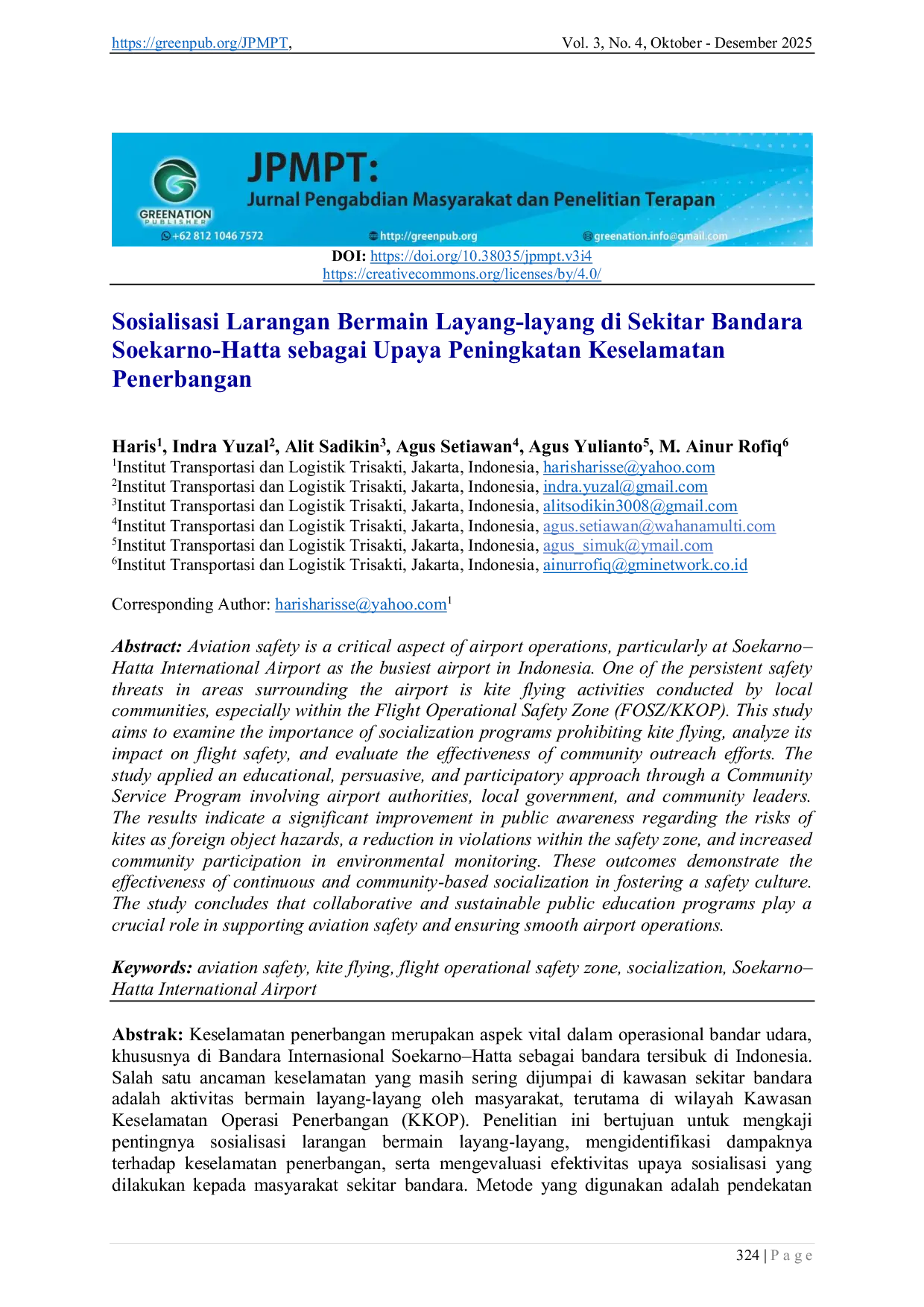 JURIS Sosialisasi Larangan Bermain Layang layang di Sekitar Bandara Soekarno Hatta sebagai Upaya Peningkatan Keselamatan Penerbangan