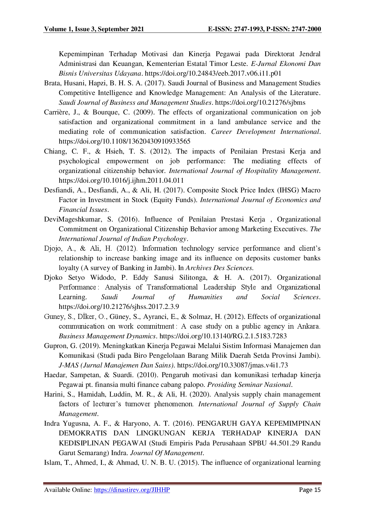 juris Determinasi Kinerja Pegawai Bpn Penilaian Prestasi Kerja Komunikasi Dan Gaya Kepemimpinan Suatu Kajian Studi Literatur Manajemen Sumberdaya Manusia