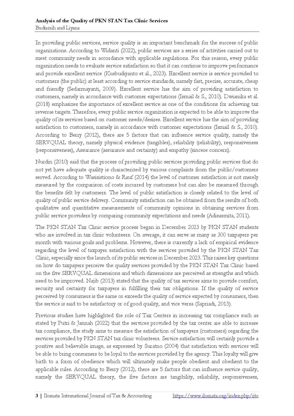 juris Analysis of the Quality of PKN STAN Tax Clinic Services
