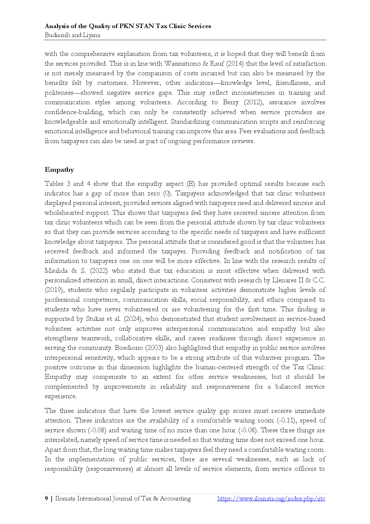 juris Analysis of the Quality of PKN STAN Tax Clinic Services