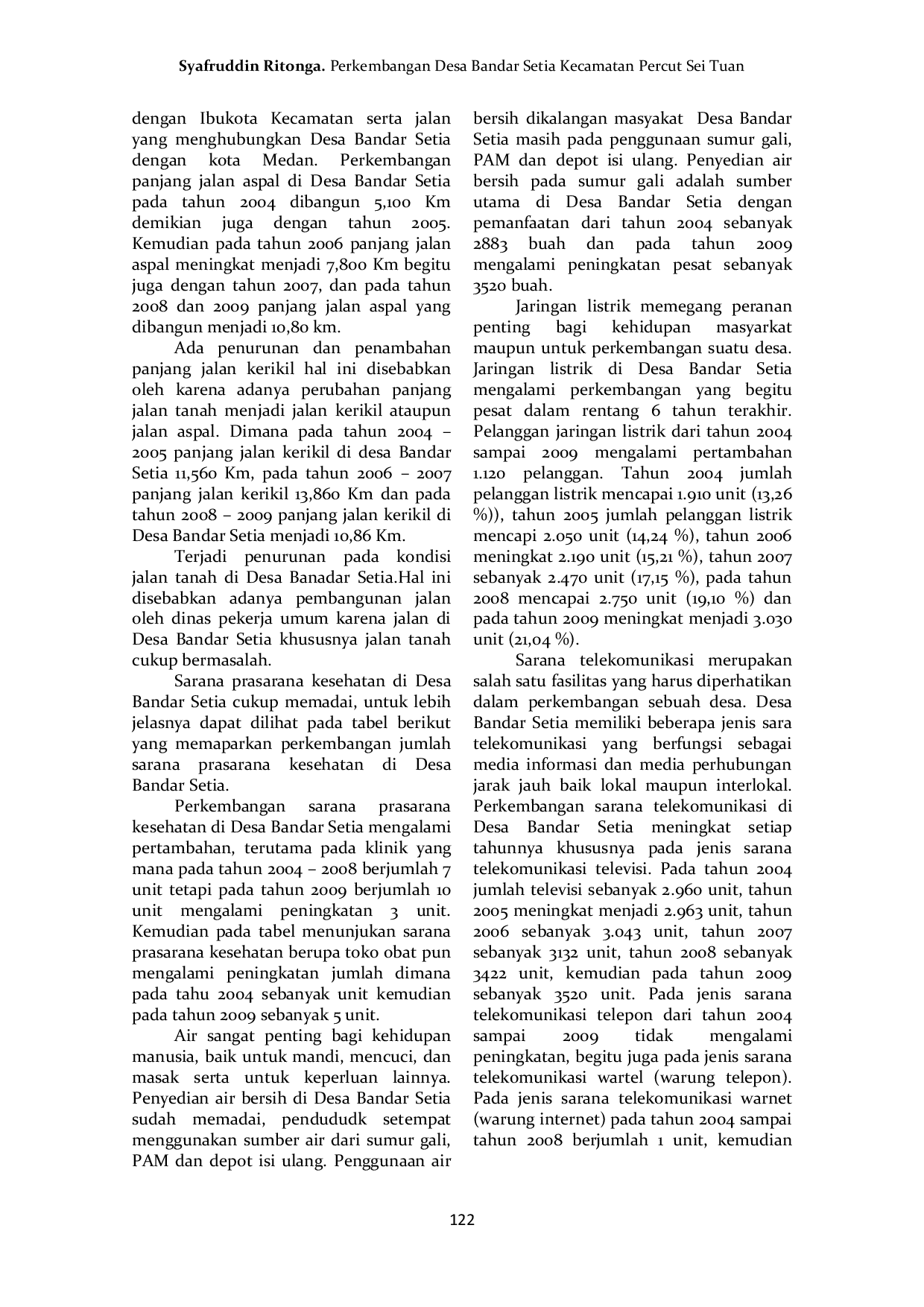 JURIS Perkembangan Desa Bandar Setia Kecamatan Percut Sei Tuan Kabupaten Deli Serdang