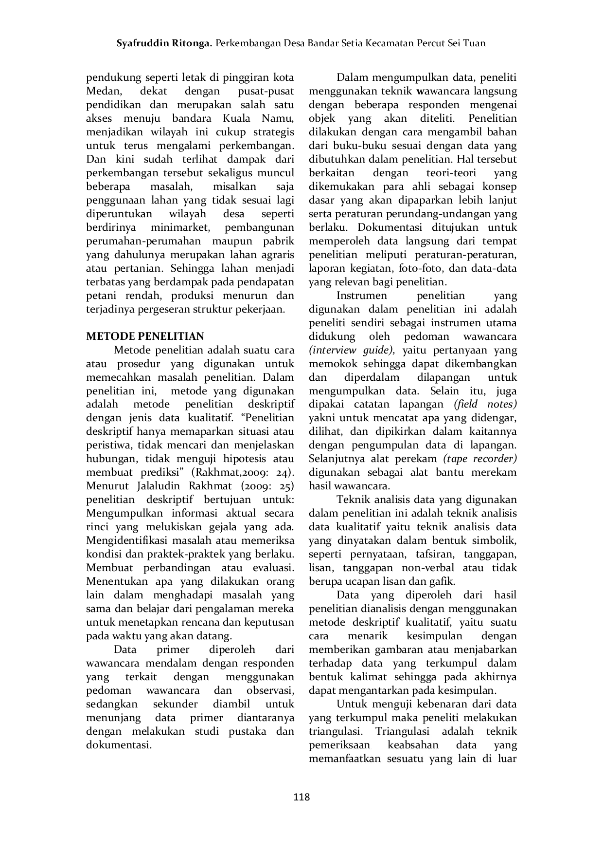 JURIS Perkembangan Desa Bandar Setia Kecamatan Percut Sei Tuan Kabupaten Deli Serdang