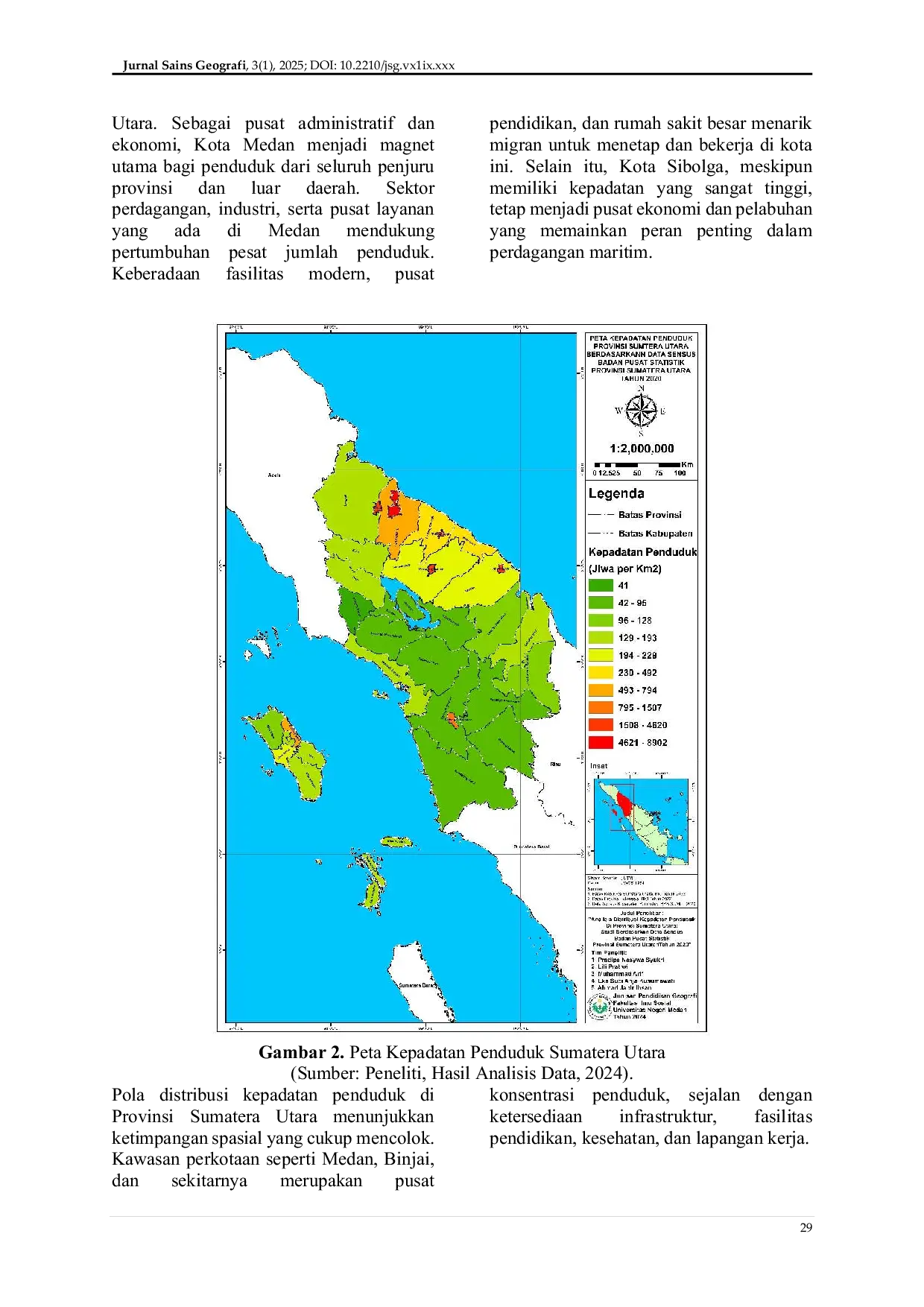 JURIS Analisis Distribusi Kepadatan Penduduk Di Provinsi Sumatera Utara Studi Berdasarkan Data Sensus Badan Pusat Statistik Provinsi Sumatera Utara Tahun 2020