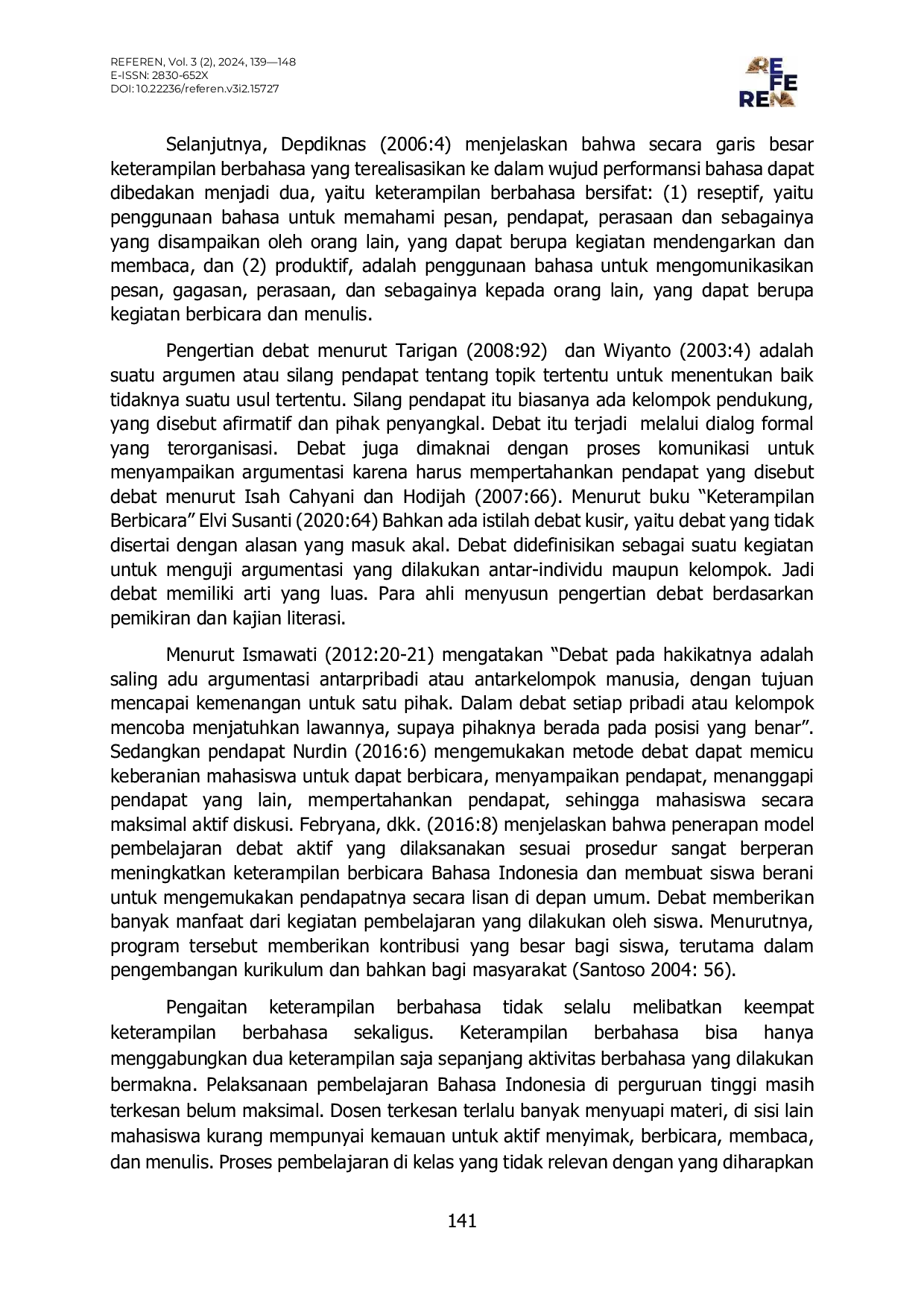 JURIS Pemanfaatan Metode Debat terhadap Keterampilan Berbicara pada Mahasiswa