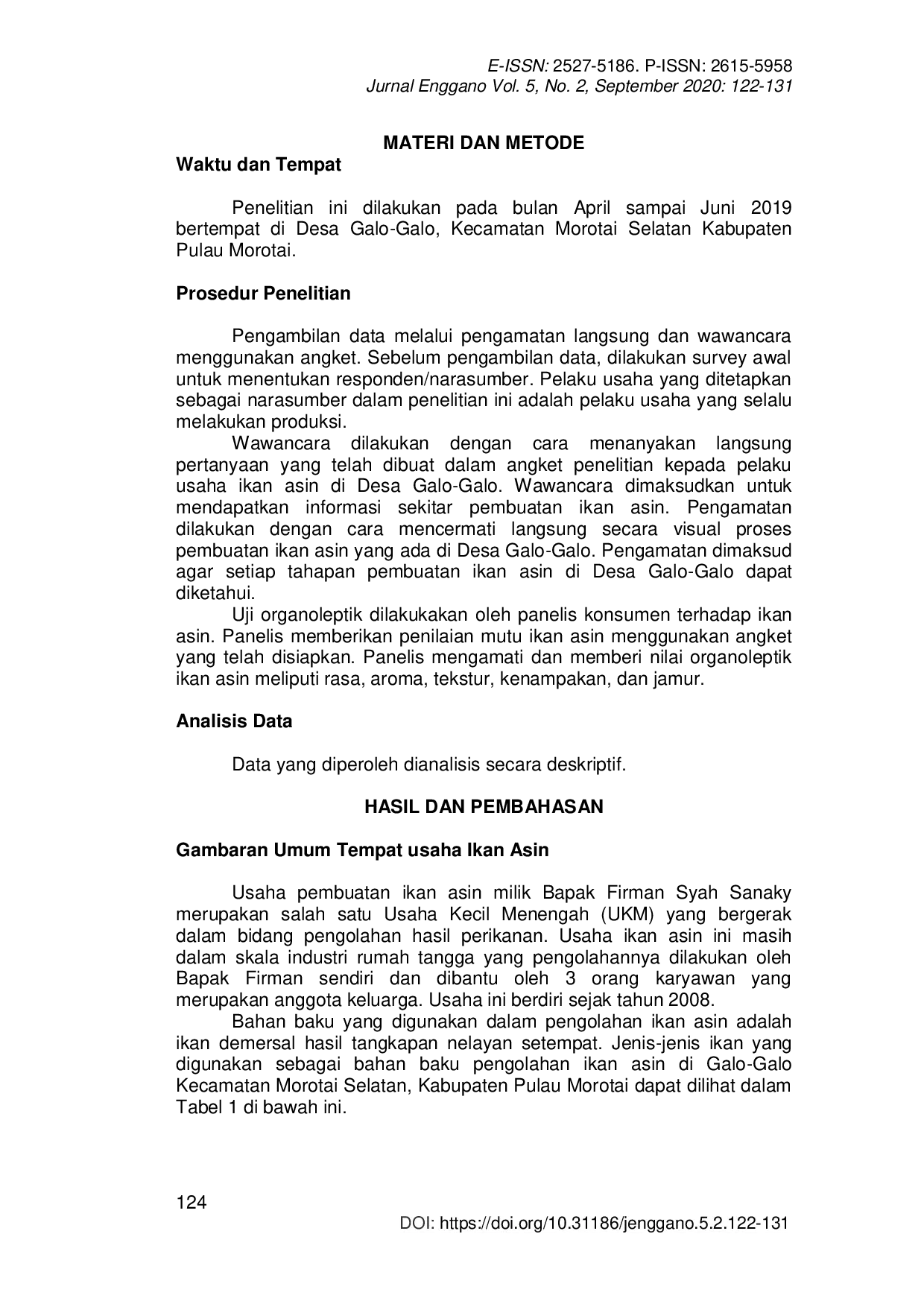 JURIS Pengolahan dan Uji Organoleptik Ikan Asin di Desa Galo Galo Kabupaten Pulau Morotai