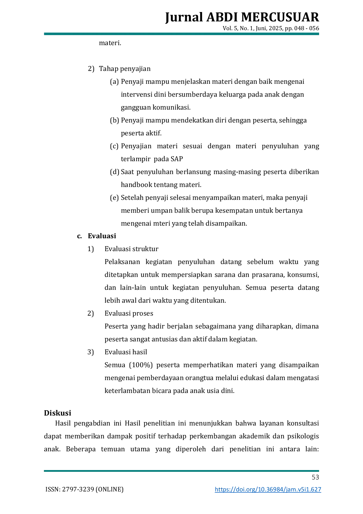 JURIS Pemberdayaan Orangtua Melalui Edukasi dalam Mengatasi Permasalahan Keterlambatan Bicara pada Anak Usia Dini