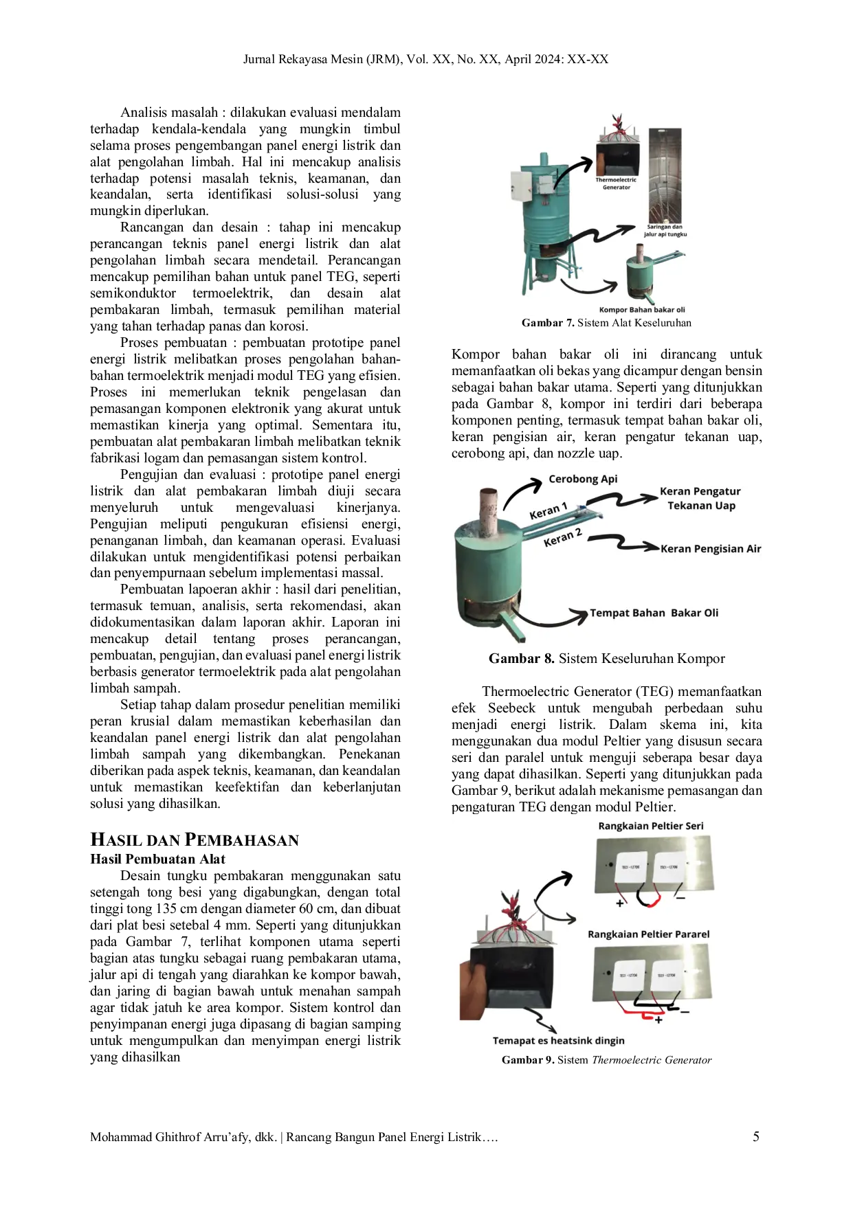 JURIS Rancang Bangun Pembangkit Listrik Berbasis Generator Termoelektrik pada Alat Pengolah Limbah Sampah