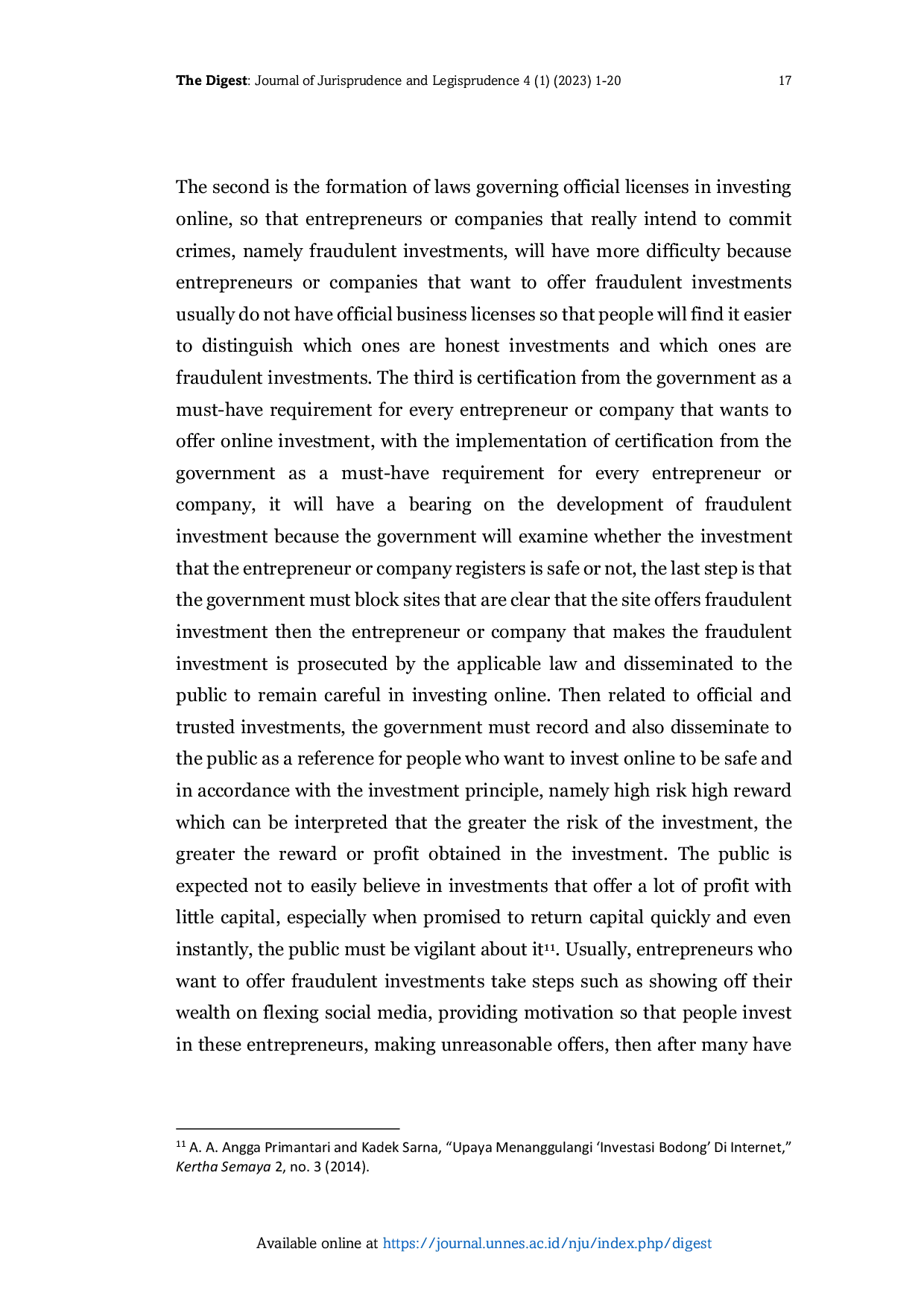 JURIS Problems in the Application of Law in the Indra Kenz Fraudulent Investment Case