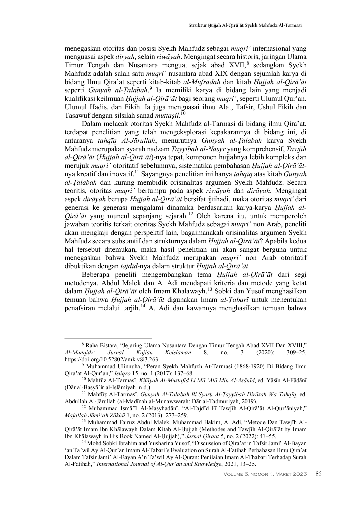JURIS Struktur Hujjah Al Qira at Syekh Mahfudz Al Tarmasi Dalam Kitab Gunyah Al Talabah Bi Syarh Al Tayyibah Analisis Teori Argumentasi pada Q S Al Fatihah Structure of the Hujjah Al Qira at of Sheikh M