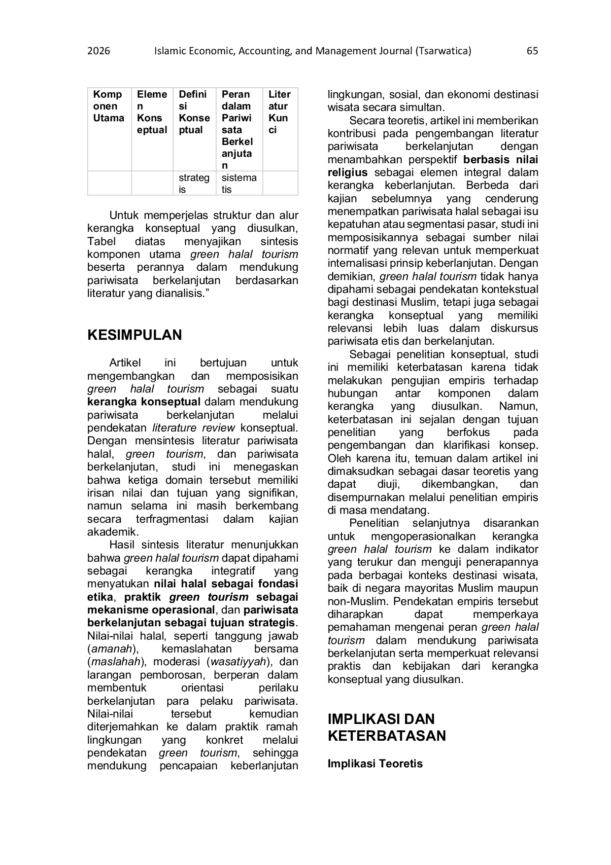 JURIS A Green Halal Tourism as a Conceptual Framework for Supporting Sustainable Tourism A Literature Review