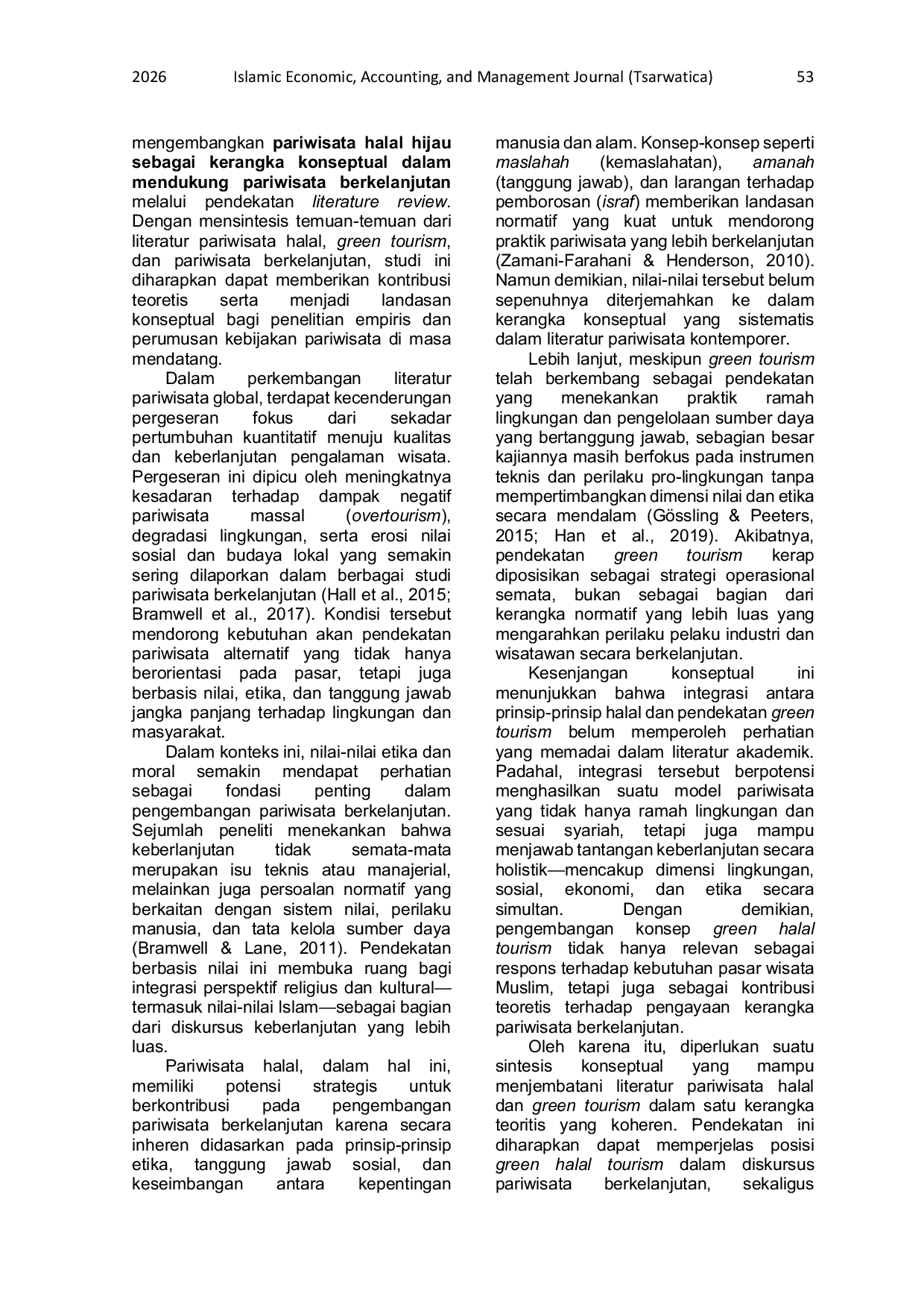 JURIS A Green Halal Tourism as a Conceptual Framework for Supporting Sustainable Tourism A Literature Review