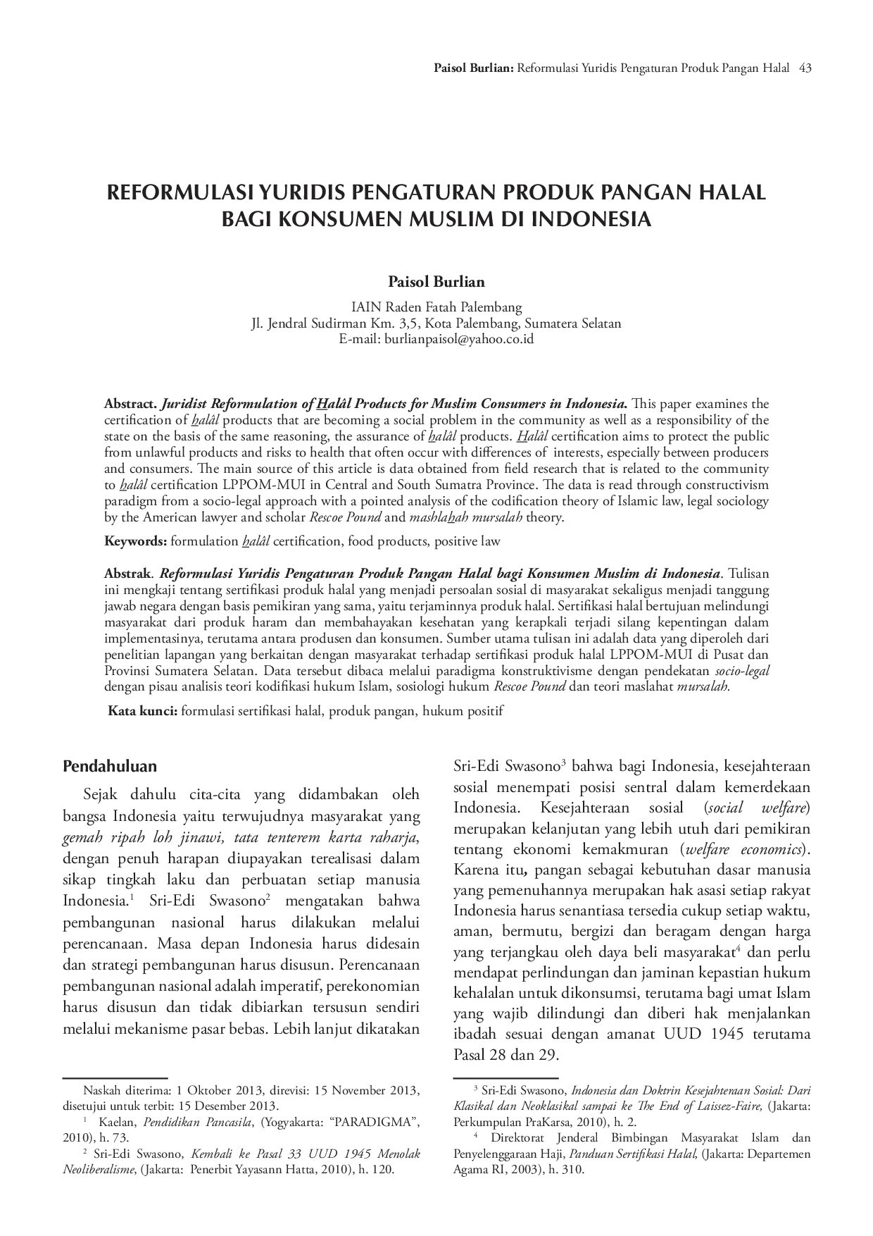 juris Reformulasi Yuridis Pengaturan Produk Pangan Halal Bagi Konsumen Muslim Di Indonesia