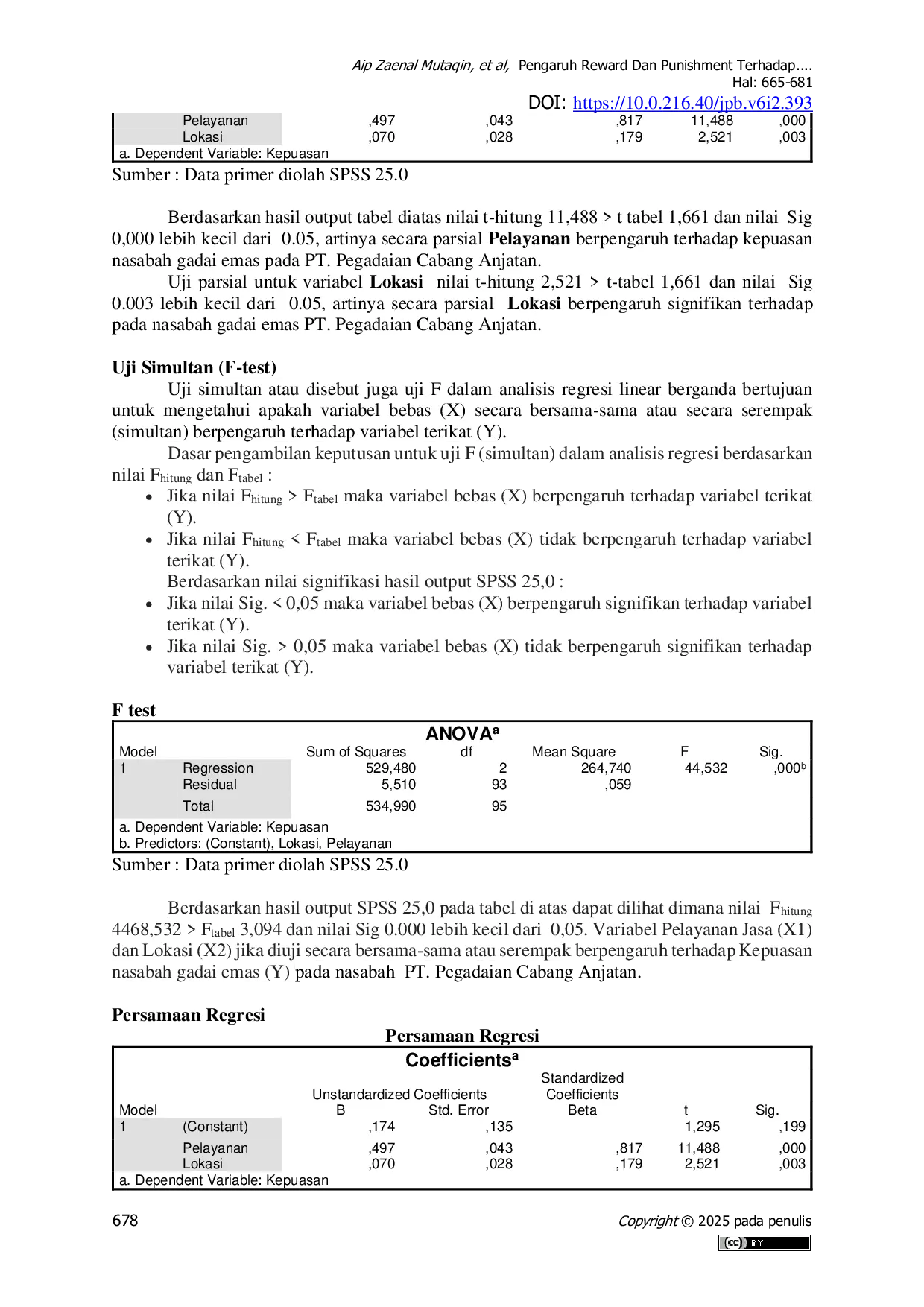 JURIS Pengaruh Pelayanan Jasa dan Lokasi Terhadap Kepuasan Nasabah Gadai Emas Pada PT Pegadaian Cabang Anjatan