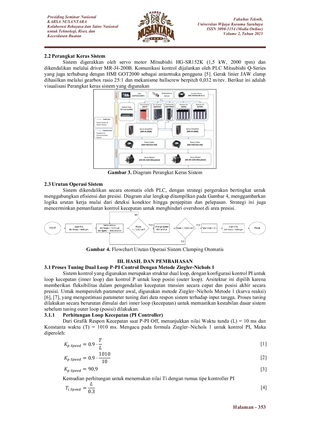 JURIS Optimalisasi Kendali Posisi dan Kecepatan Clamping Konektor Baterai dengan Dual Loop P PI Controller pada Mesin Press Welding