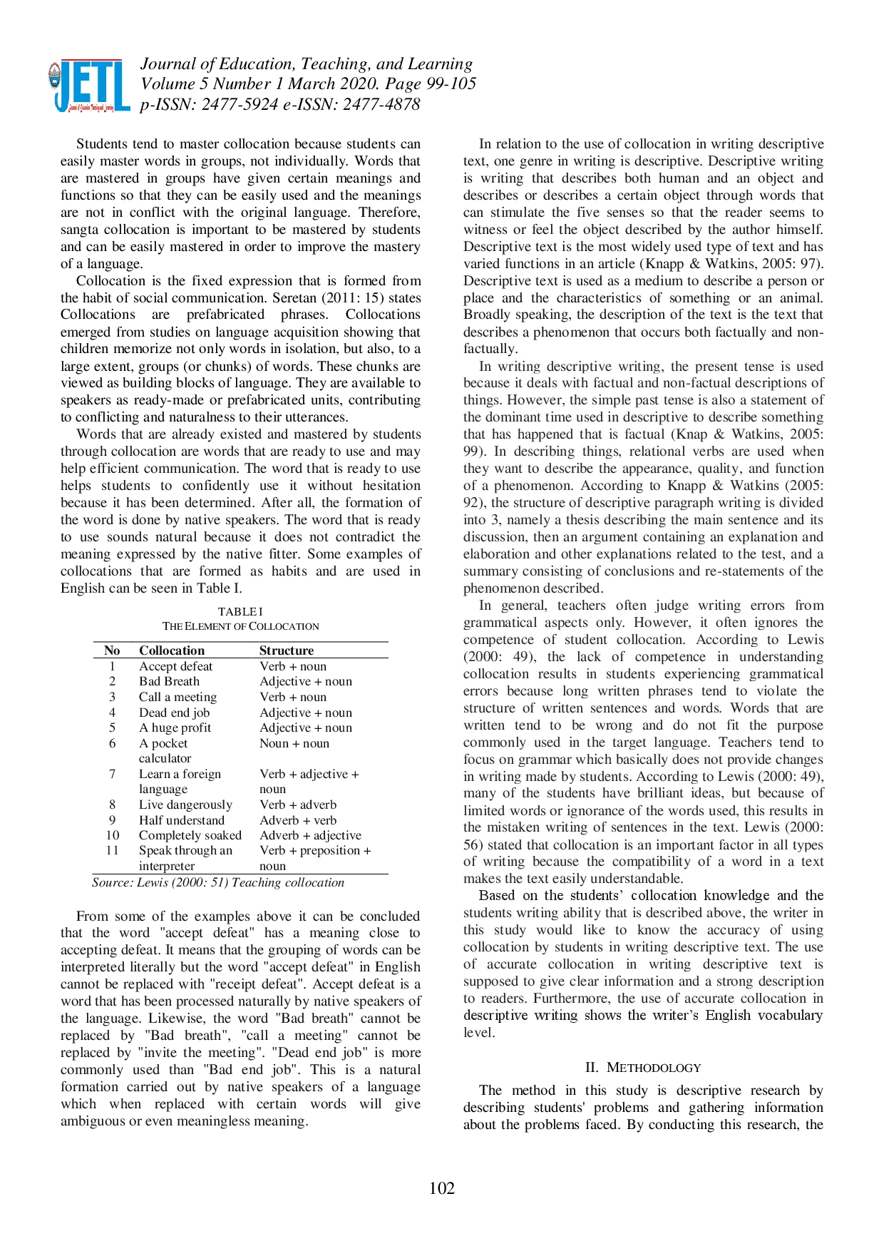 juris Accuracy of Using English Collocation in Writing Descriptive Texts at SMK Cahaya Harapan Students
