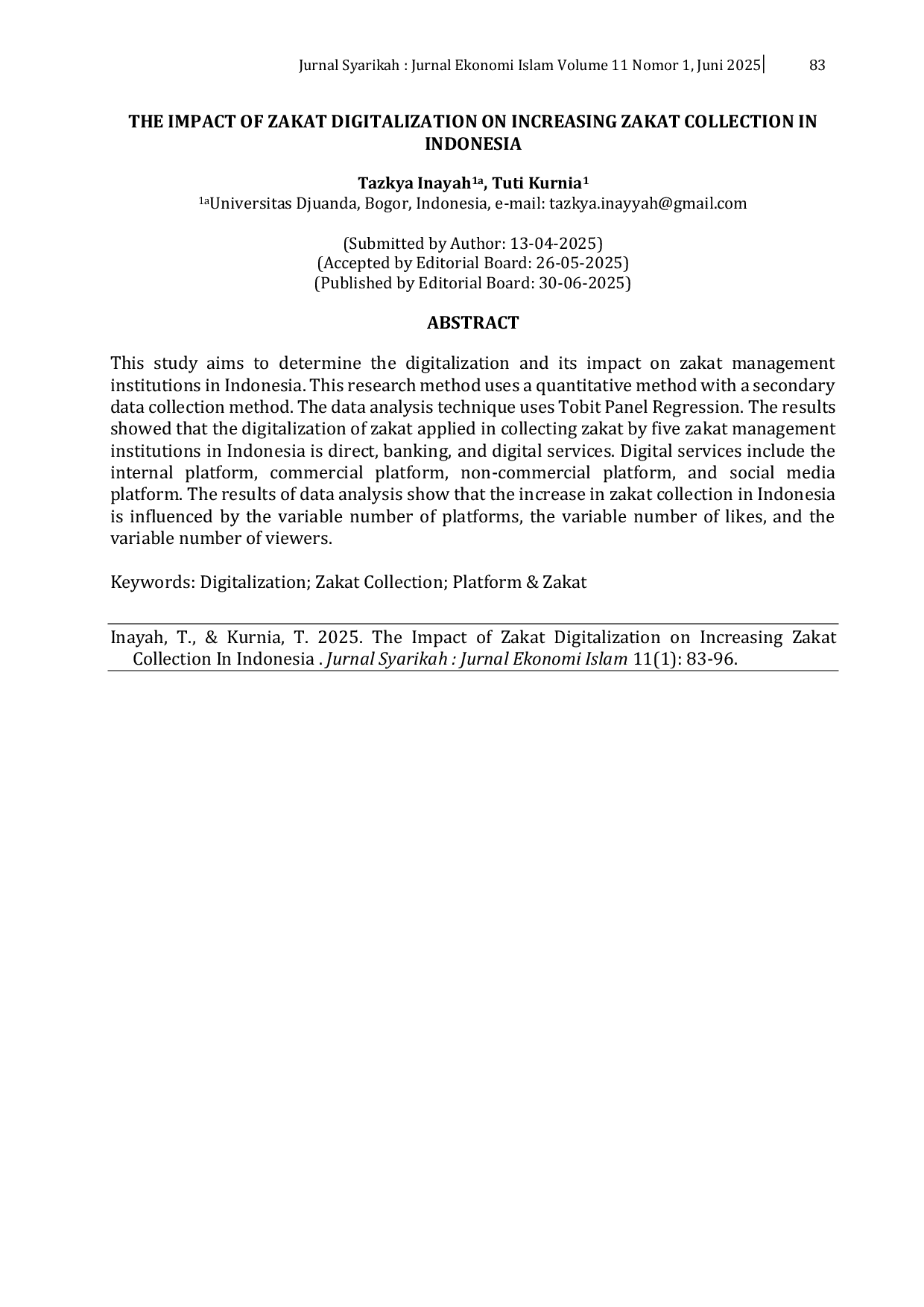 JURIS Dampak Digitalisasi Zakat terhadap Peningkatan Pengumpulan Zakat di Indonesia