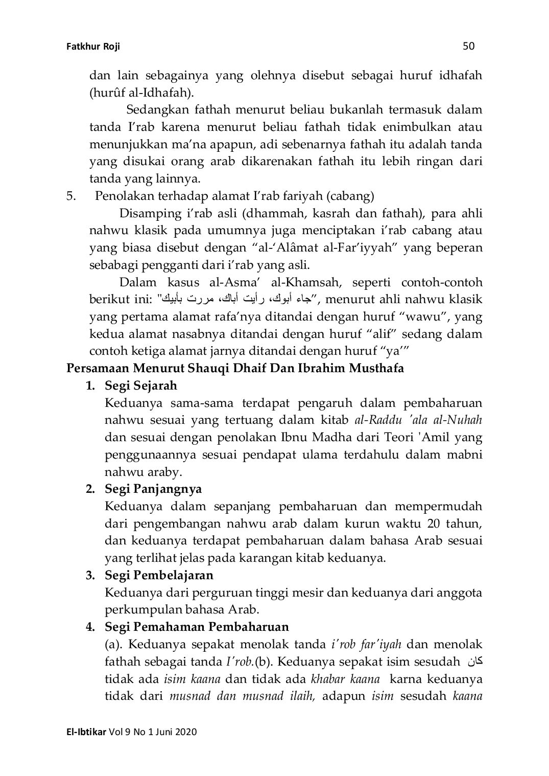 JURIS Pembaharuan Nahwu menurut Shauqi Dhaif dan Ibrahim Musthafa