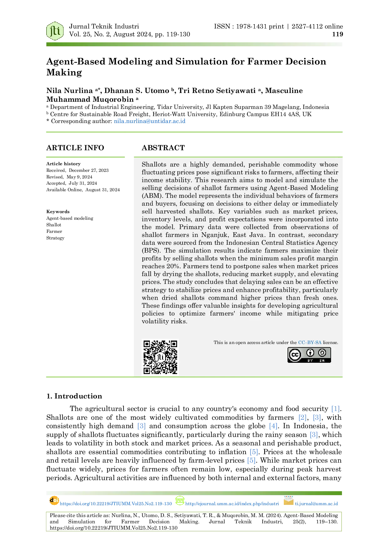 JURIS Agent Based Modeling and Simulation for Farmer Decision Making