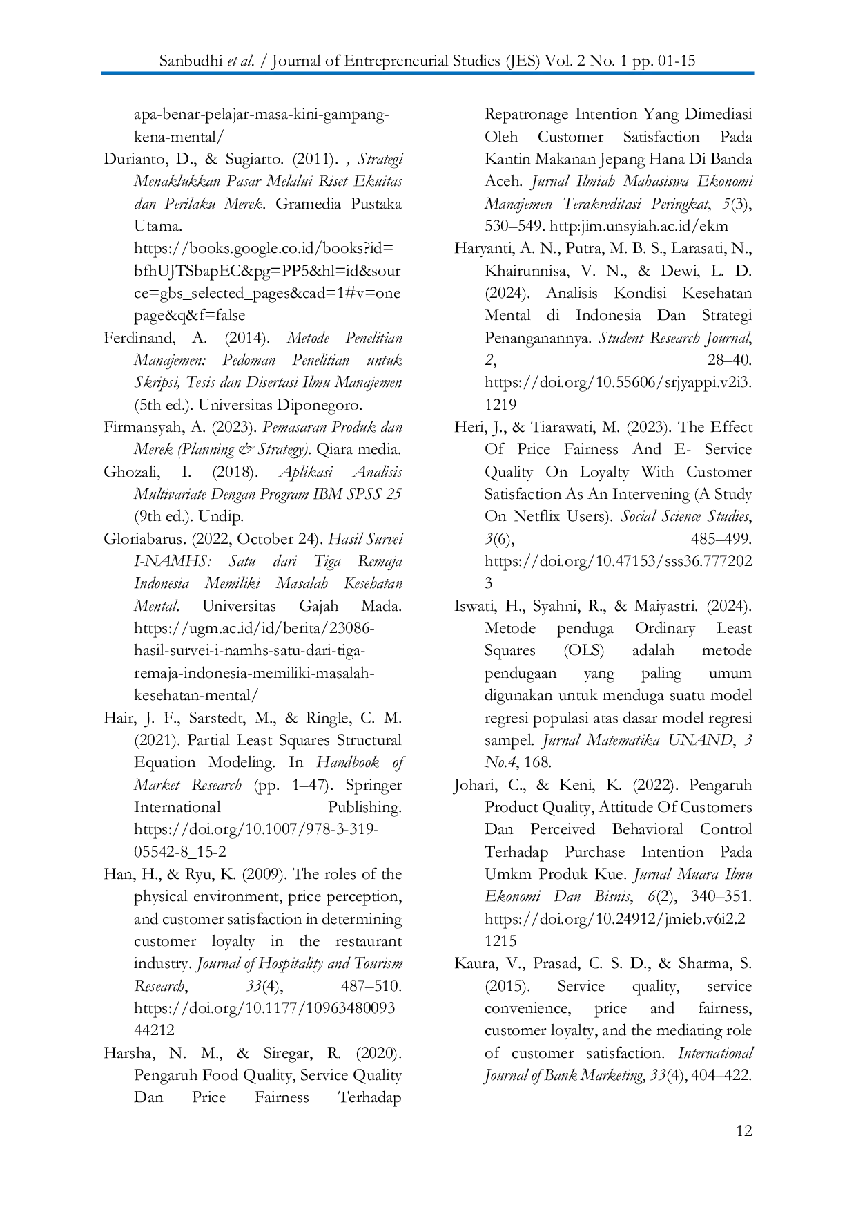 JURIS Pengaruh Perceived Quality Perceived Authenticity dan Price Fairness Terhadap Purchase Intention Konsumen Produk Hygee