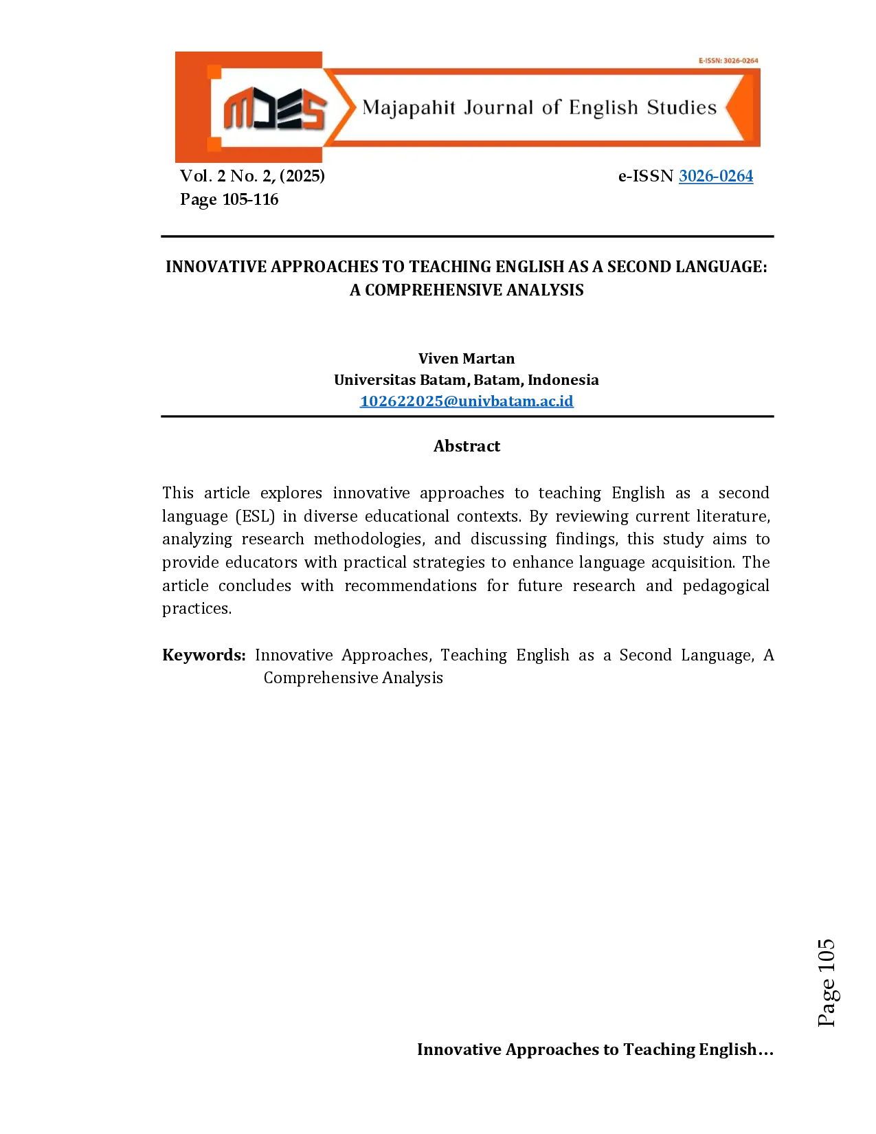 JURIS Innovative Approaches to Teaching English as a Second Language A Comprehensive Analysis