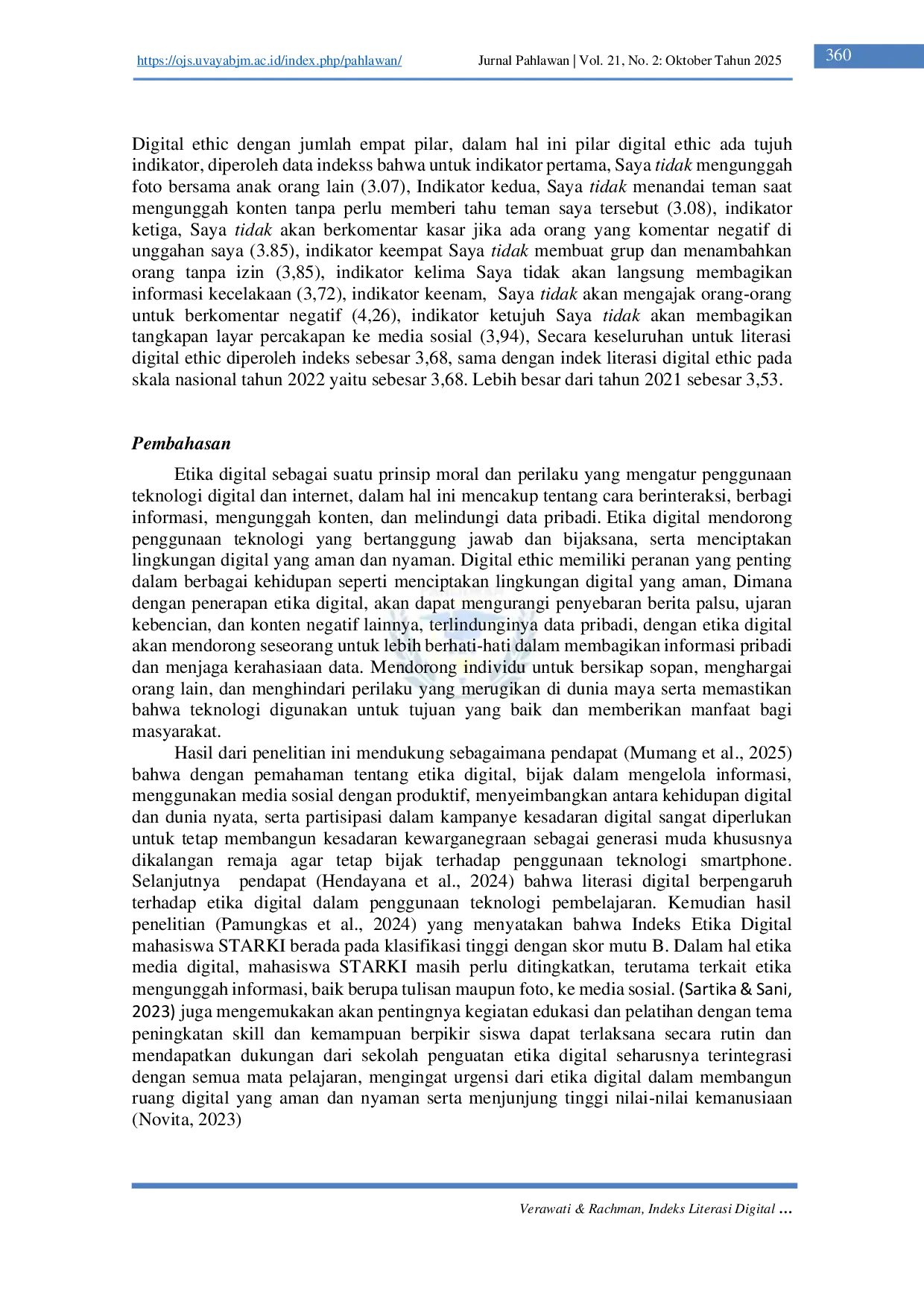 JURIS Indeks Literasi Digital Ethic pada Siswa Sekolah Menengah Atas di Wilayah Bantaran Sungai