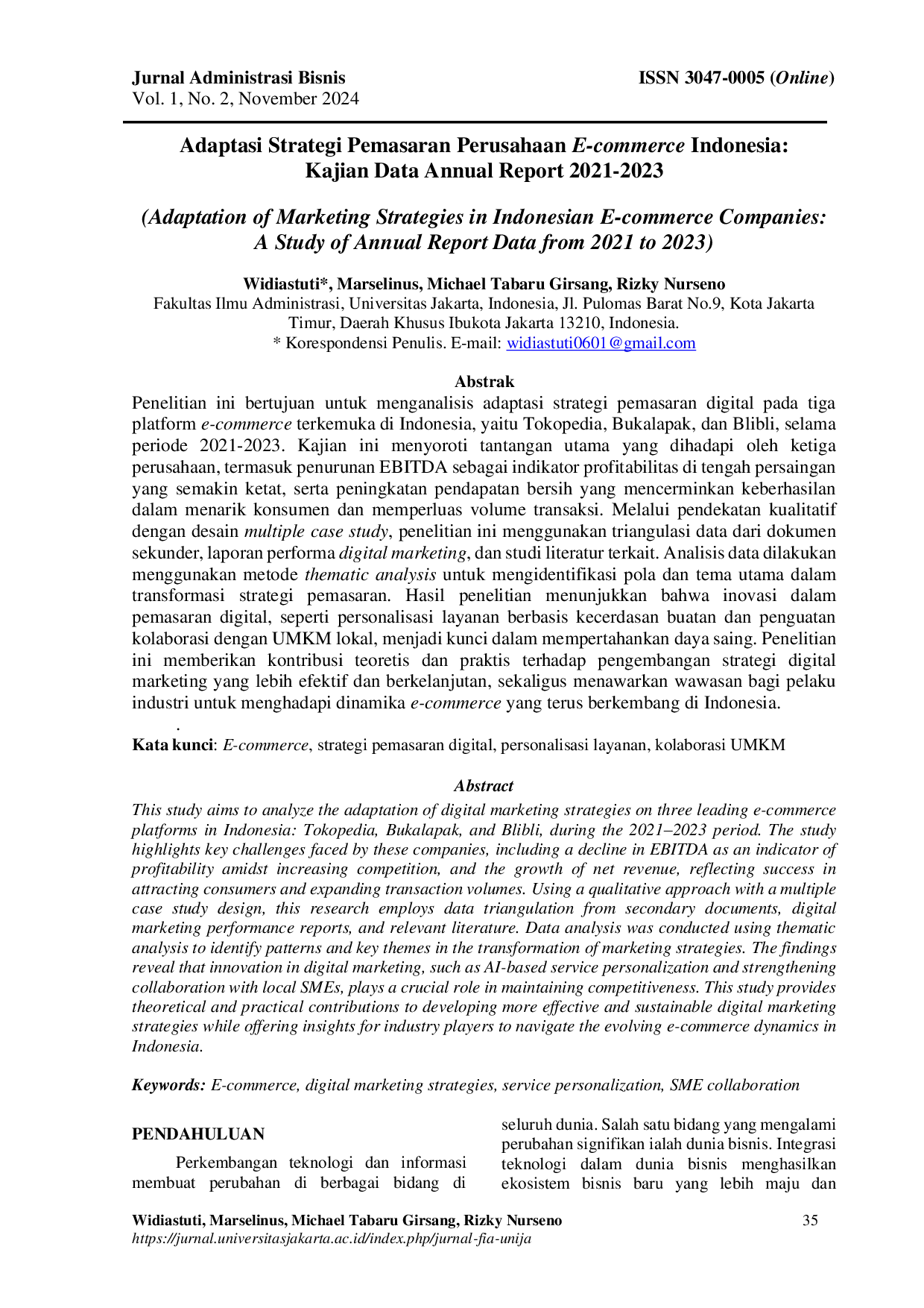 JURIS Adaptasi Strategi Pemasaran Perusahaan E commerce Indonesia Kajian Data Annual Report 2021 2023