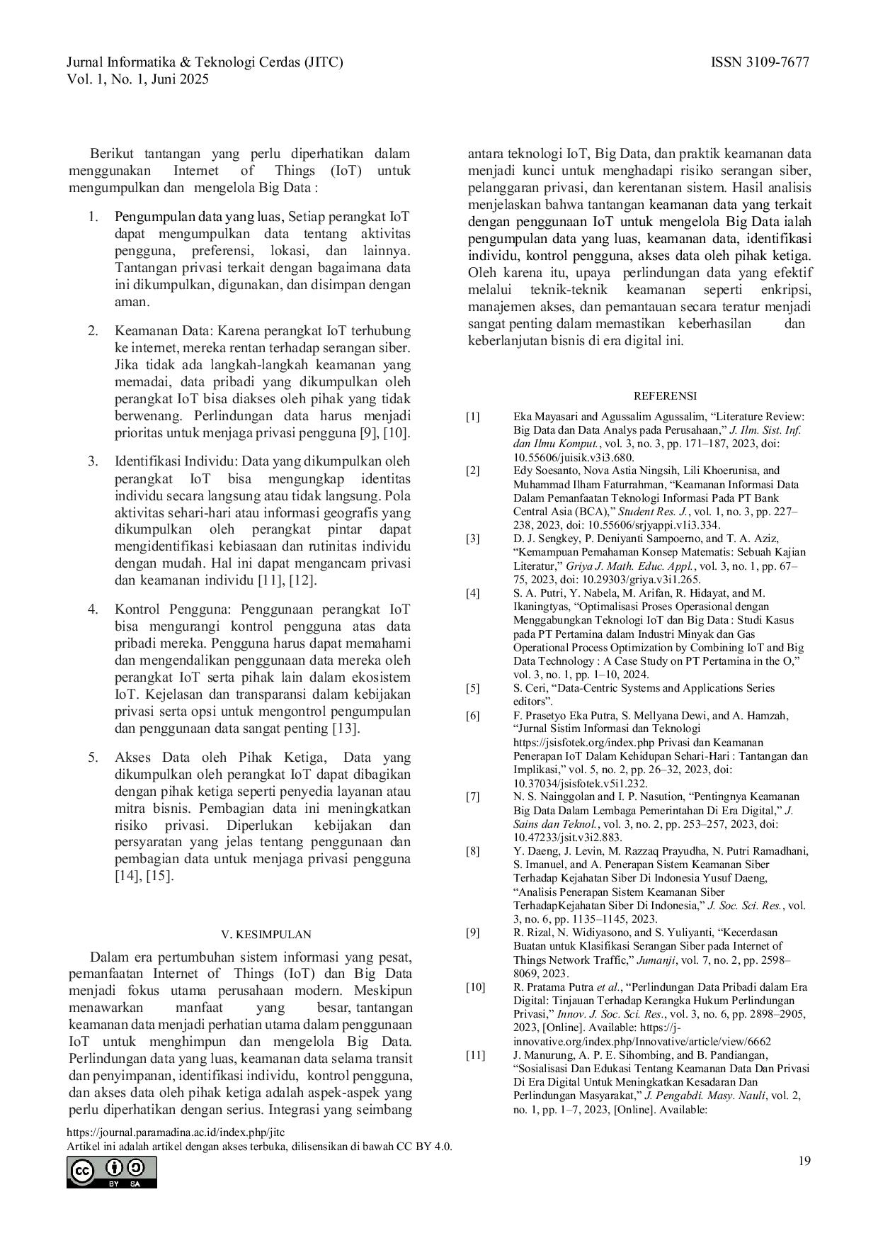 JURIS Keamanan Data dalam Penggunaan IoT untuk Menghimpun dan Mengelola Big Data
