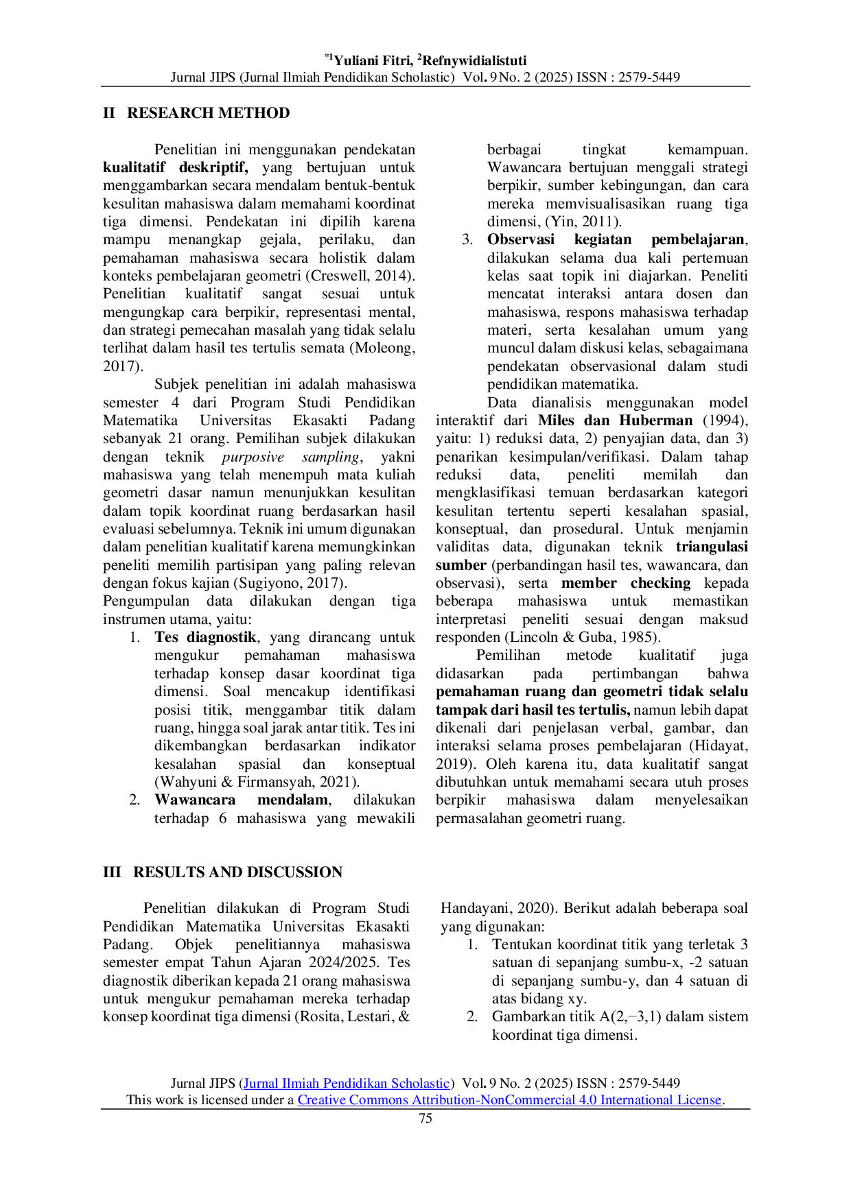 JURIS Analisis Kesulitan Mahasiswa dalam Mempelajari Geometri Studi Kasus pada Penempatan Titik Koordinat Tiga Dimensi