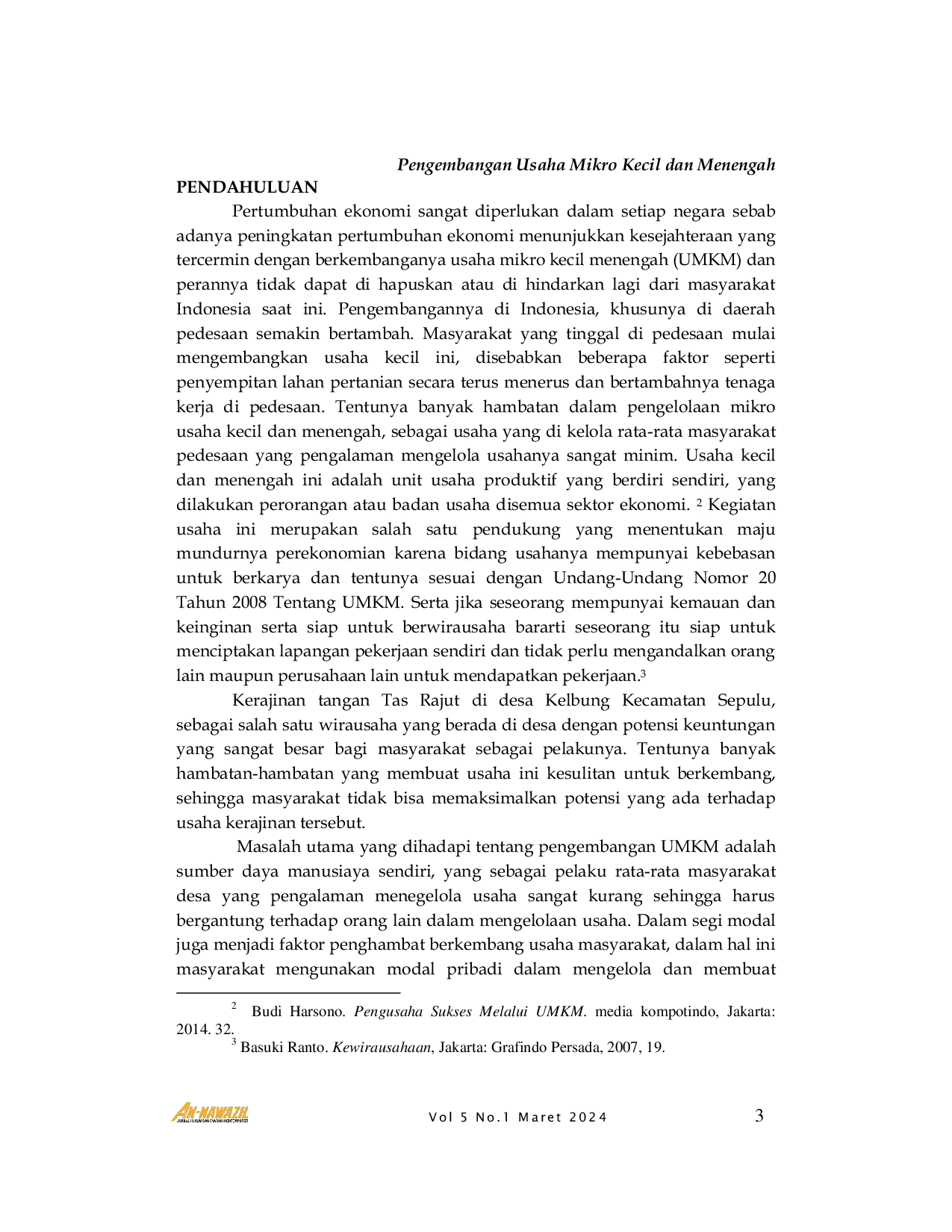 JURIS Pengembangan Usaha Mikro Kecil Dan Menengah UMKM Dalam Meningkatkan Usaha Kerajinan Tangan