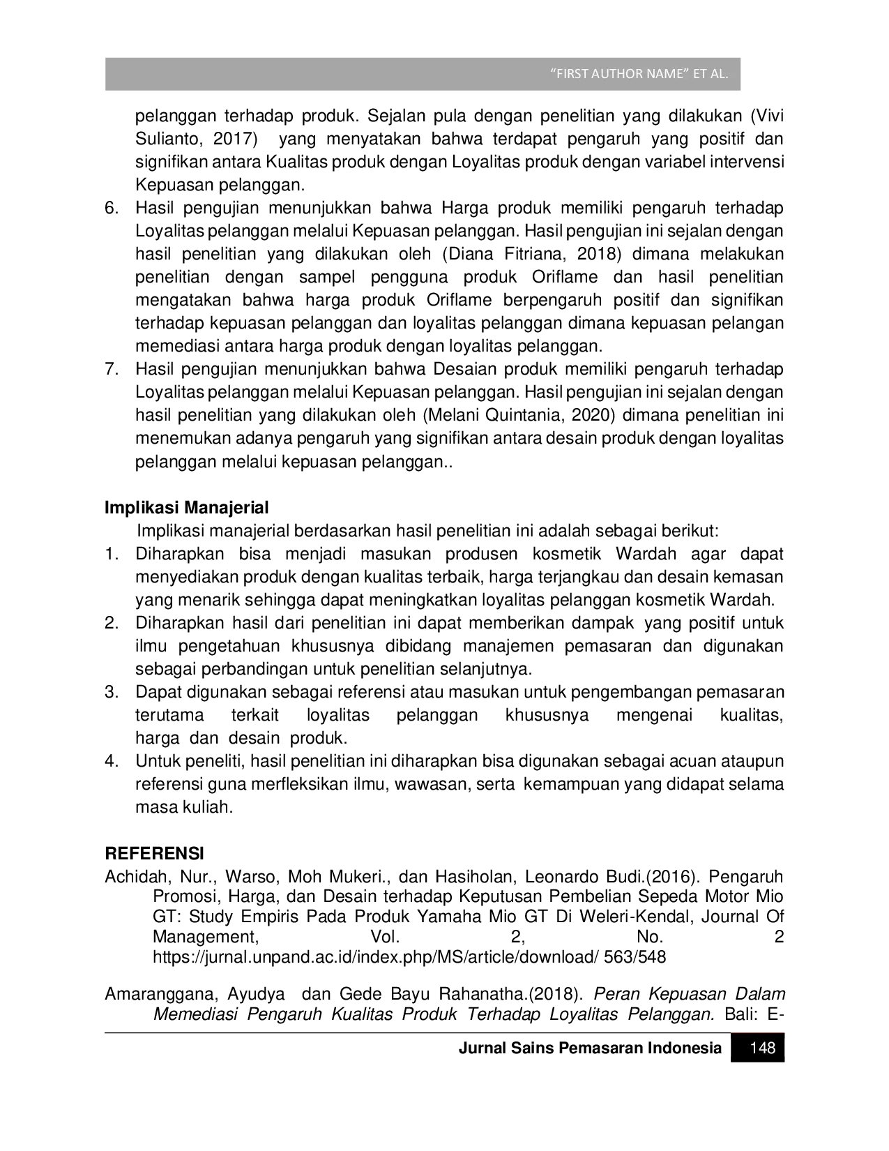 JURIS Analisis Loyalitas Pelanggan Terkait Kualitas Harga dan Desain Produk serta Kepuasan Pelanggan Sebagai Variabel Intervening Studi Pada Pengguna Kosmetik Brand Wardah