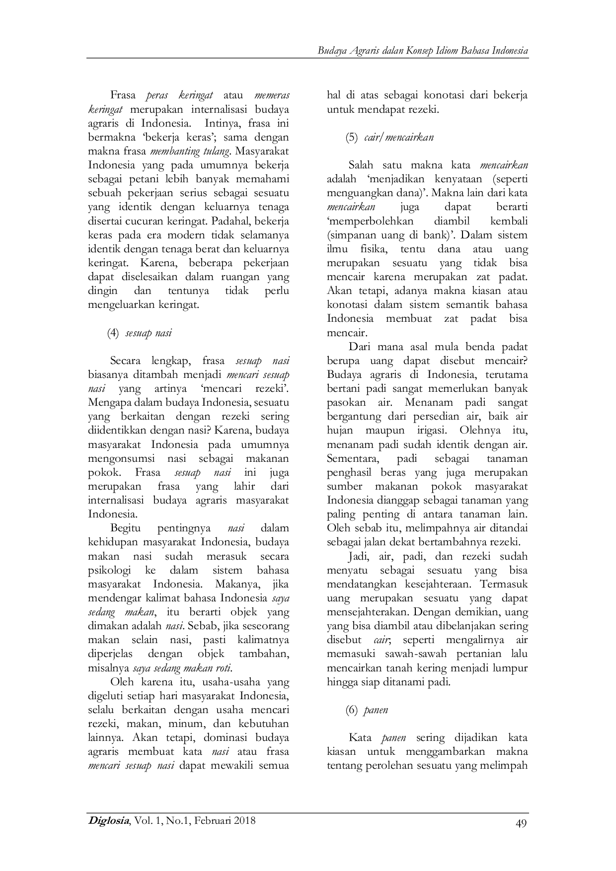 JURIS Budaya Agraris Dalam Konsep Idiom Bahasa Indonesia Kajian Antropolinguistik