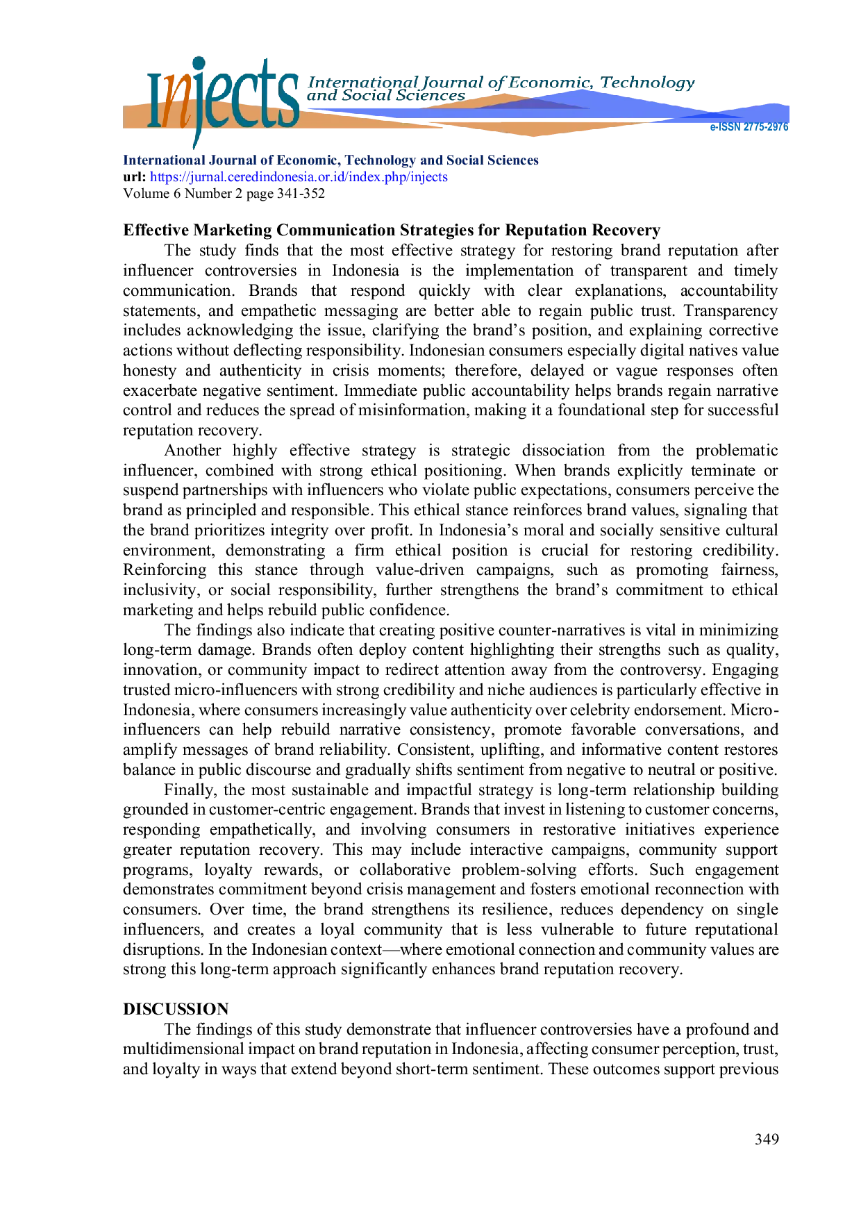JURIS Reputation Crisis Due to Influencer Controversy Implications for Brand Marketing Communication Strategies in Indonesia