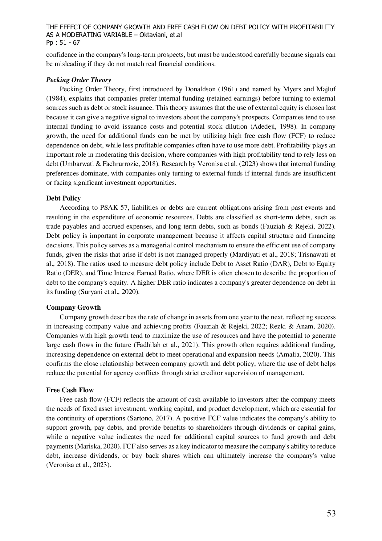JURIS The Effect of Company Growth and Free Cash Flow on Debt Policy with Profitability as a Moderating Variable