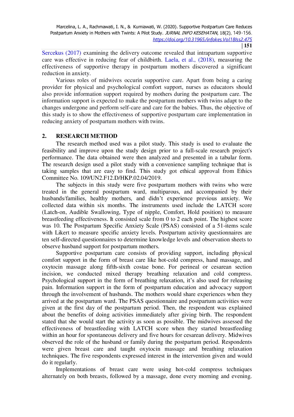 JURIS Supportive Postpartum Care Reduces Postpartum Anxiety in Mothers with Twins A Pilot Study