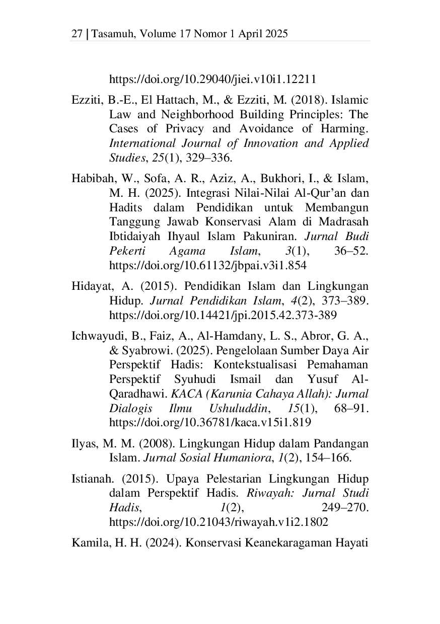 JURIS Environmental Damage Risk Control A Study of Hadith