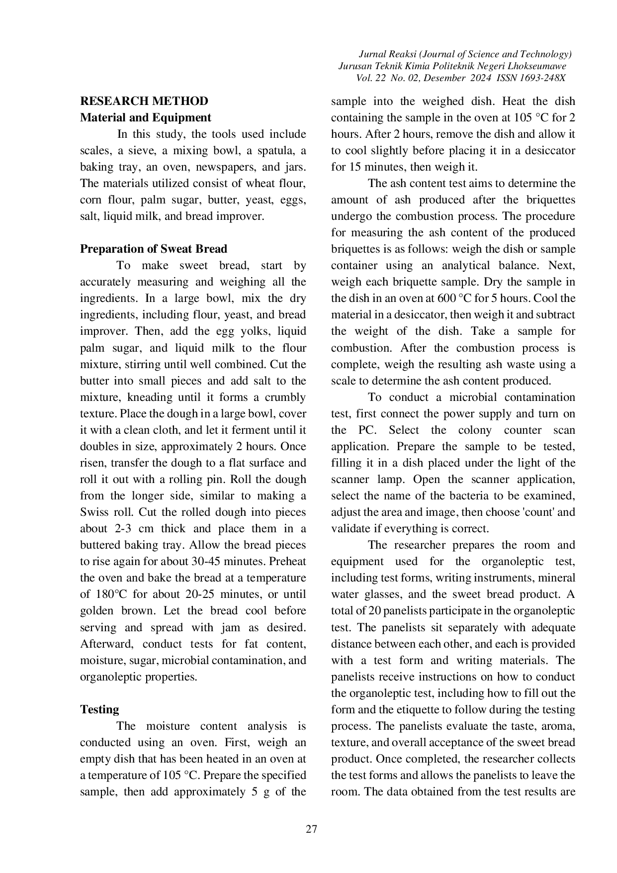 JURIS The Production of Sweet Bread Safe for Diabetics Referring to Sni 01 3840 1995