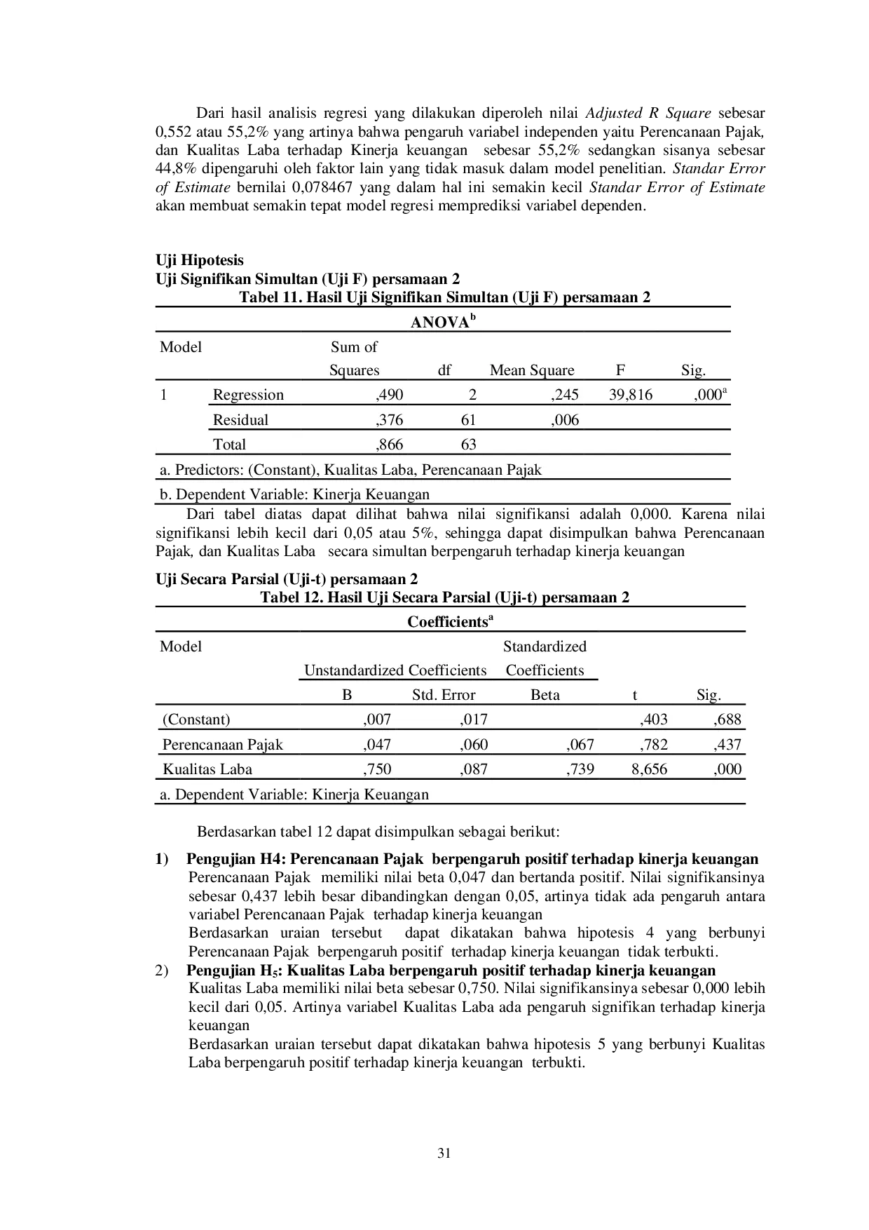 JURIS Pengaruh Perencanaan Pajak dan Kualitas Laba Terhadap Nilai Perusahaan dengan Kinerja Keuangan Sebagai Variabel Intervening