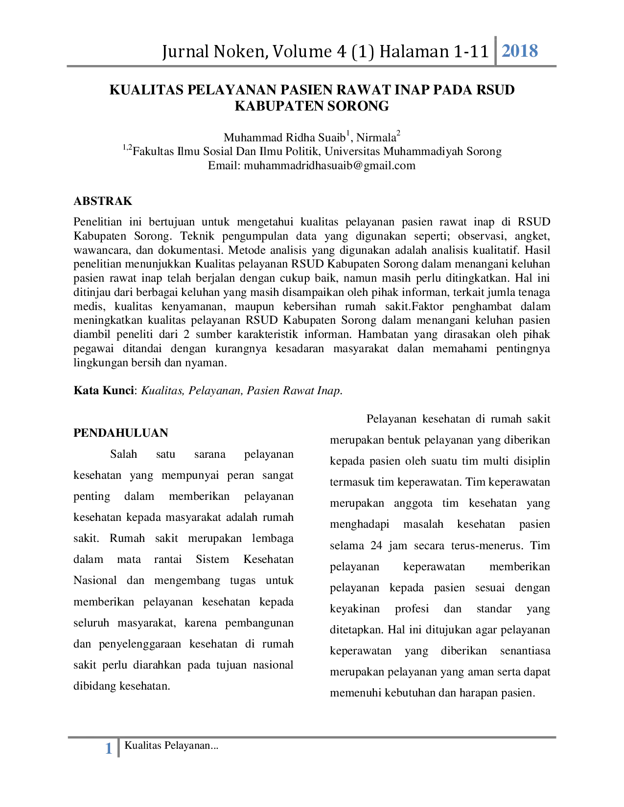 juris Kualitas Pelayanan Pasien Rawat Inap Pada Rsud Kabupaten Sorong